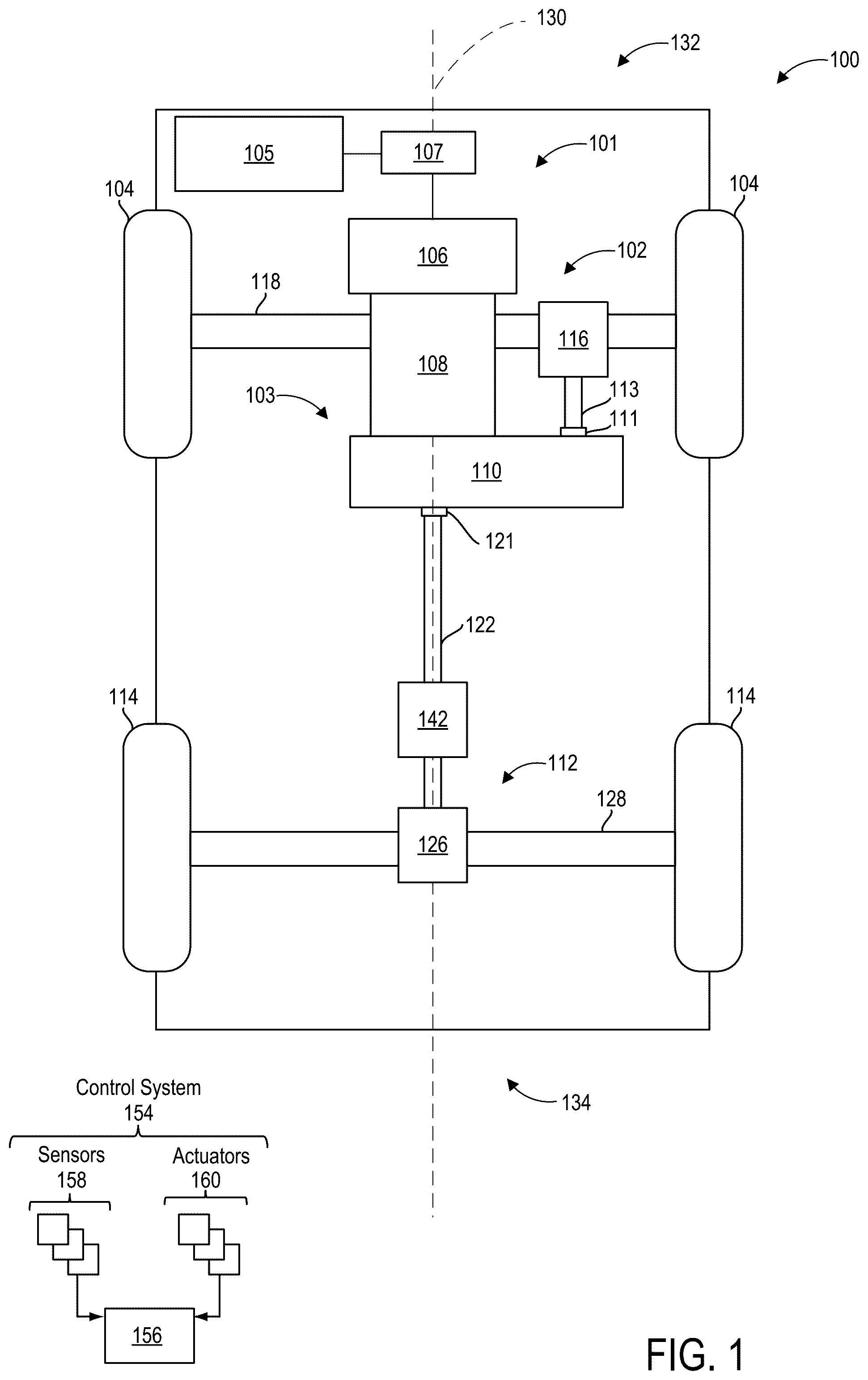 Patent US12305749 — Automatic backlash-compensation for a dog clutch in an electrified transmission — Figure 1