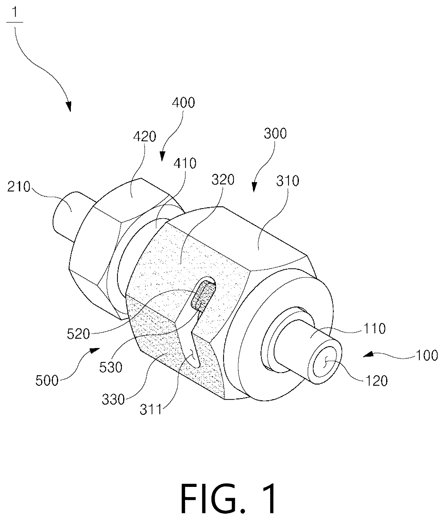 Patent US12305778 — Semiconductor gas pipe fitting fastener — Figure 1
