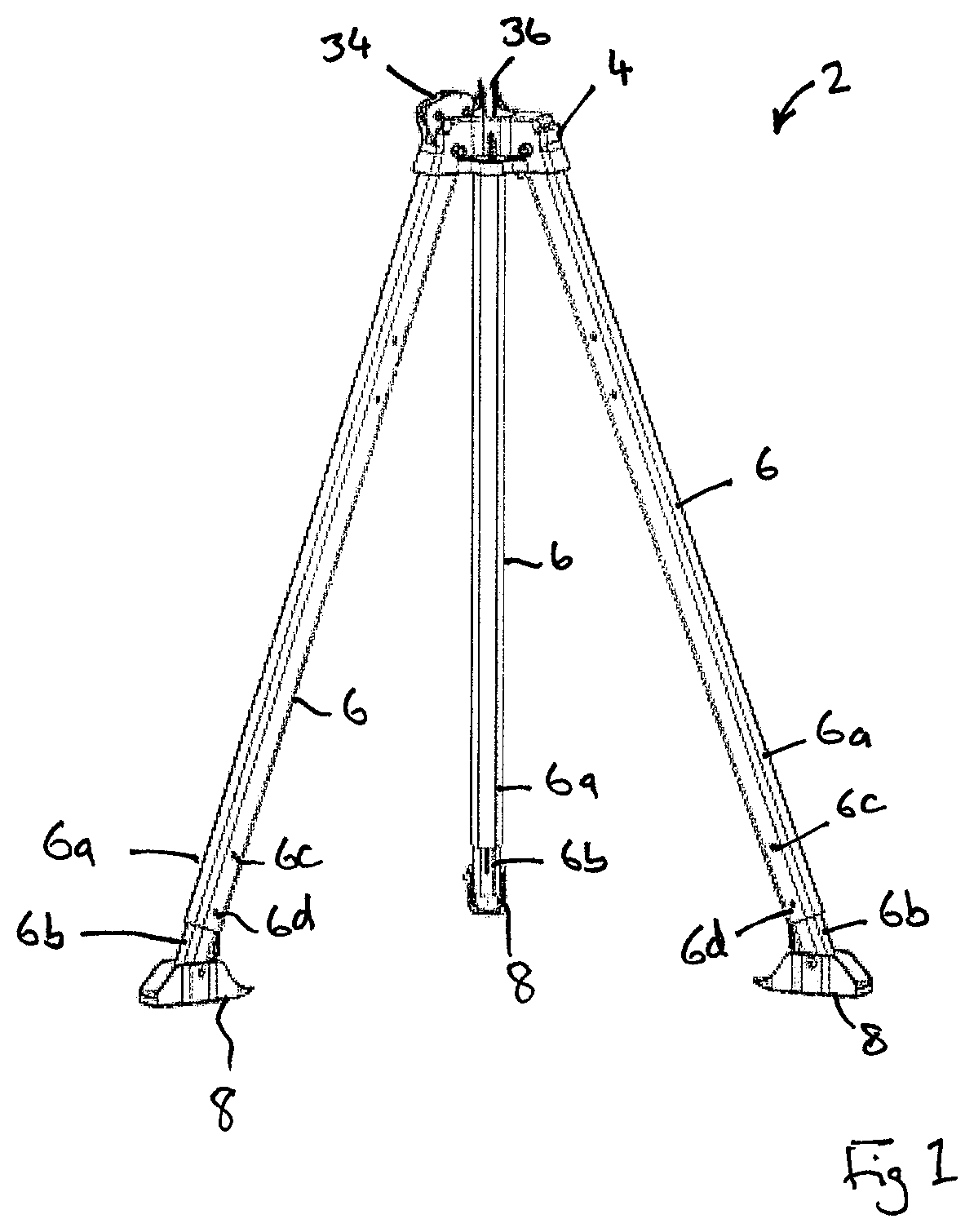 Patent US12305797 — Load lifting tripod with leg locking ring — Figure 1