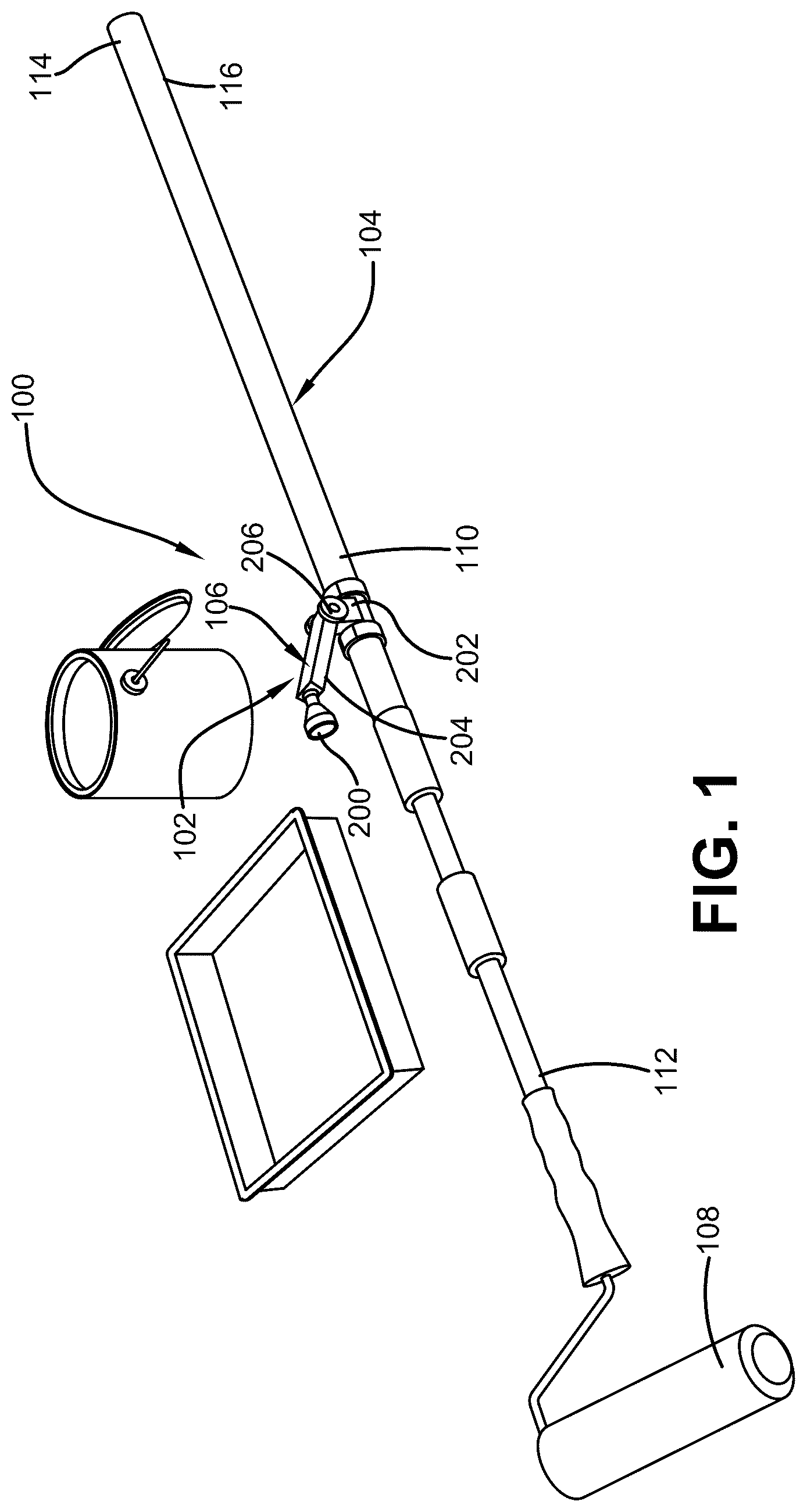 Patent US12305832 Figure 1 – Paint roller pole attachable light device