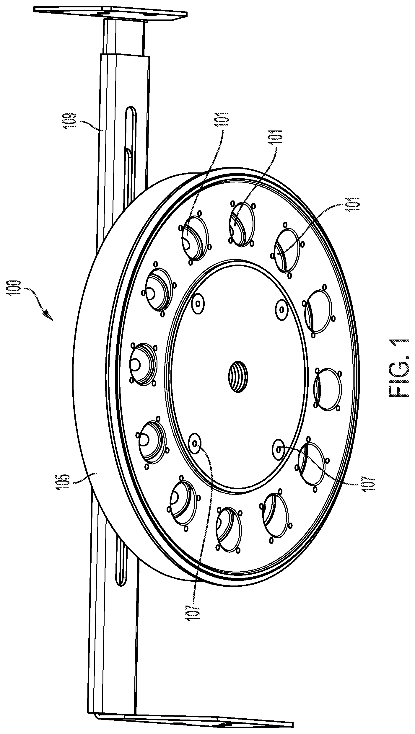 Patent US12305847 — Combination speaker and lighting fixture or other electrical element — Figure 1