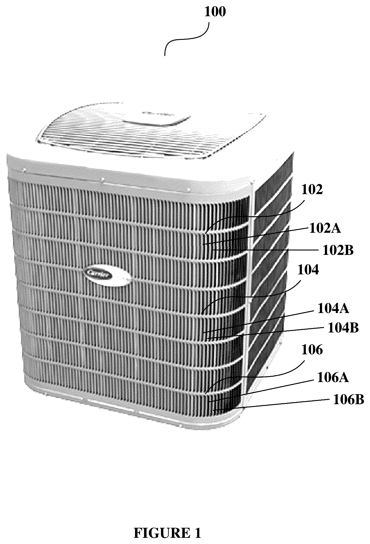 Patent US12305879 — Cambered louvers — Figure 1