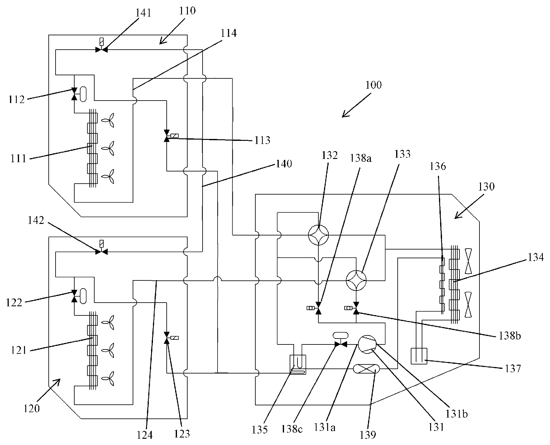 Patent US12305897 — Air conditioning system with multi-temperature zone, control method therefor and transport refrigeration vehicle — Figure 1