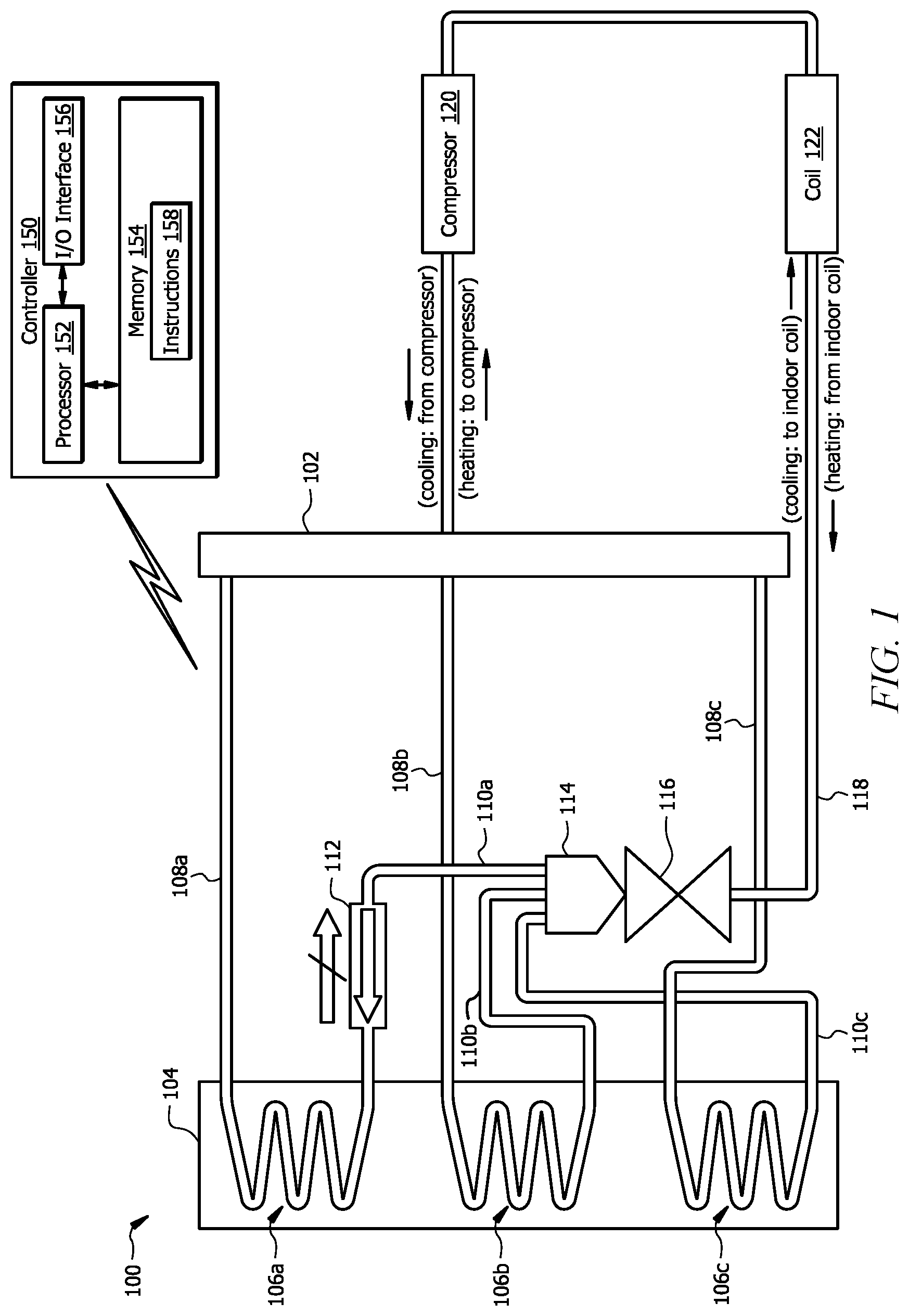 Patent US12305900 — Intelligent charge compensation in a heat pump system — Figure 1