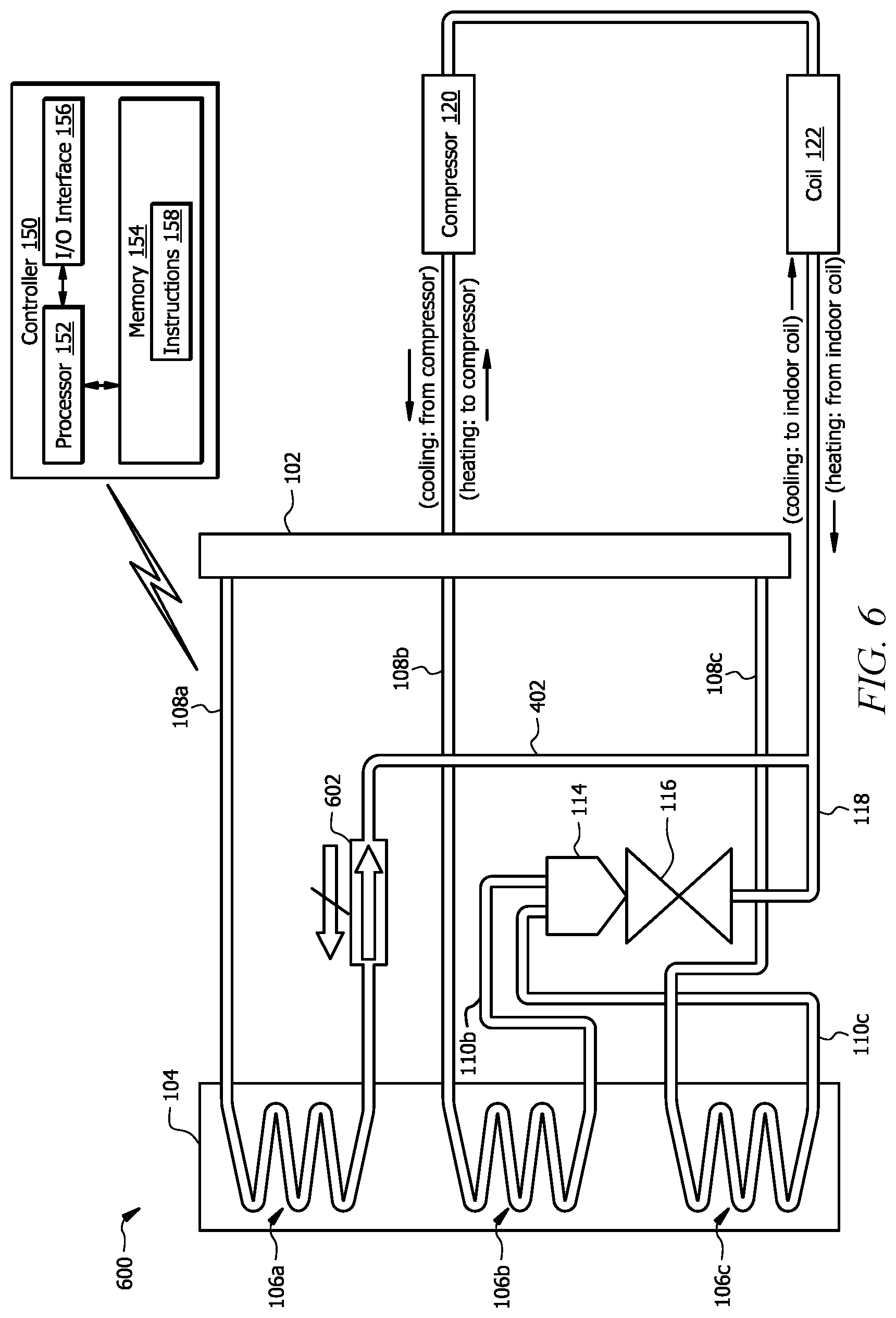 Patent US12305900 Figure 6 – Intelligent charge compensation in a heat pump system