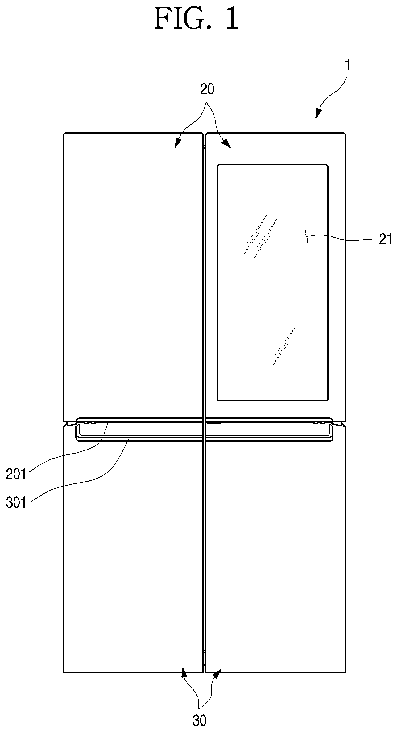 Patent US12305909 — Refrigerator — Figure 1