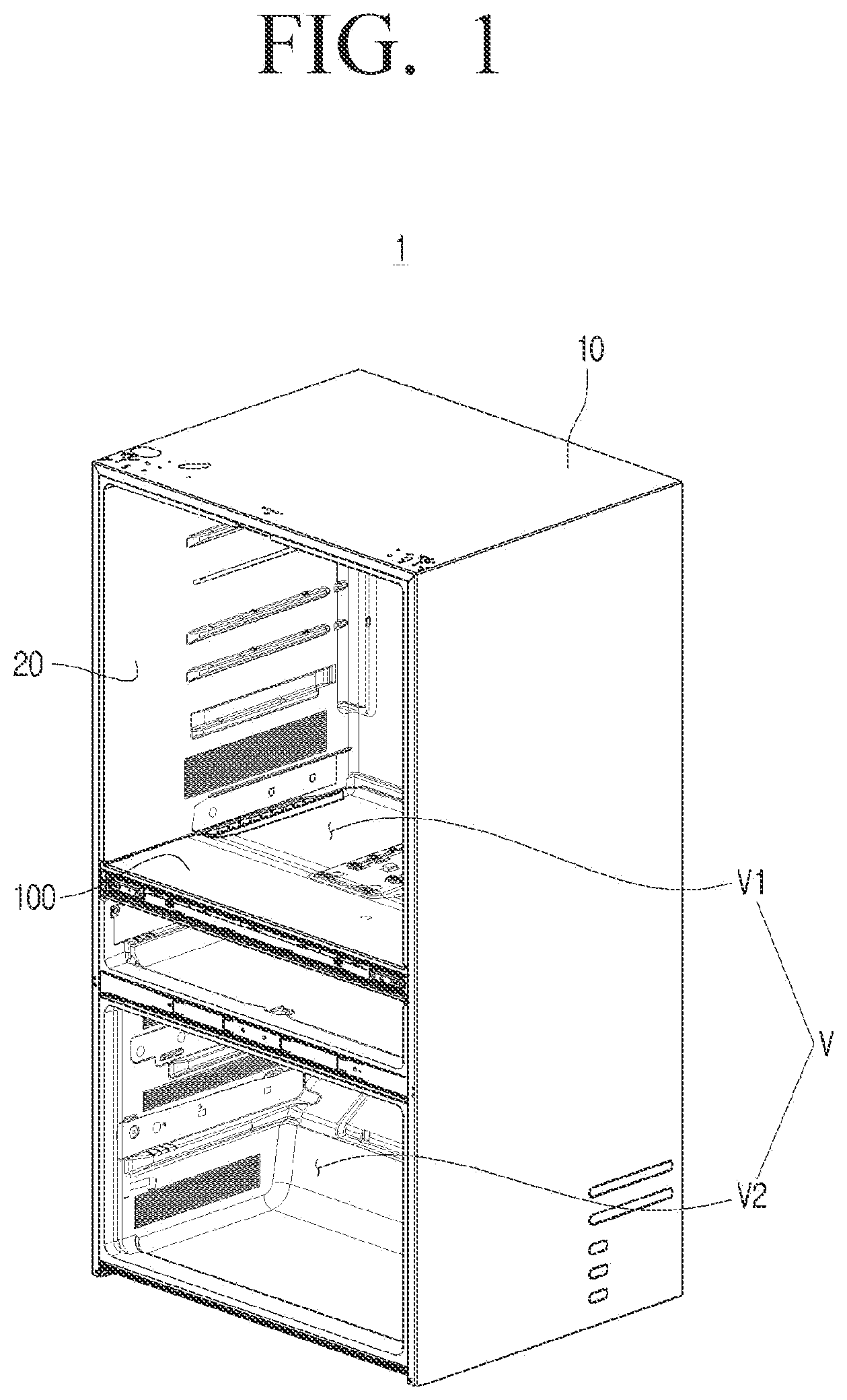 Patent US12305913 Figure 1 – Refrigerator