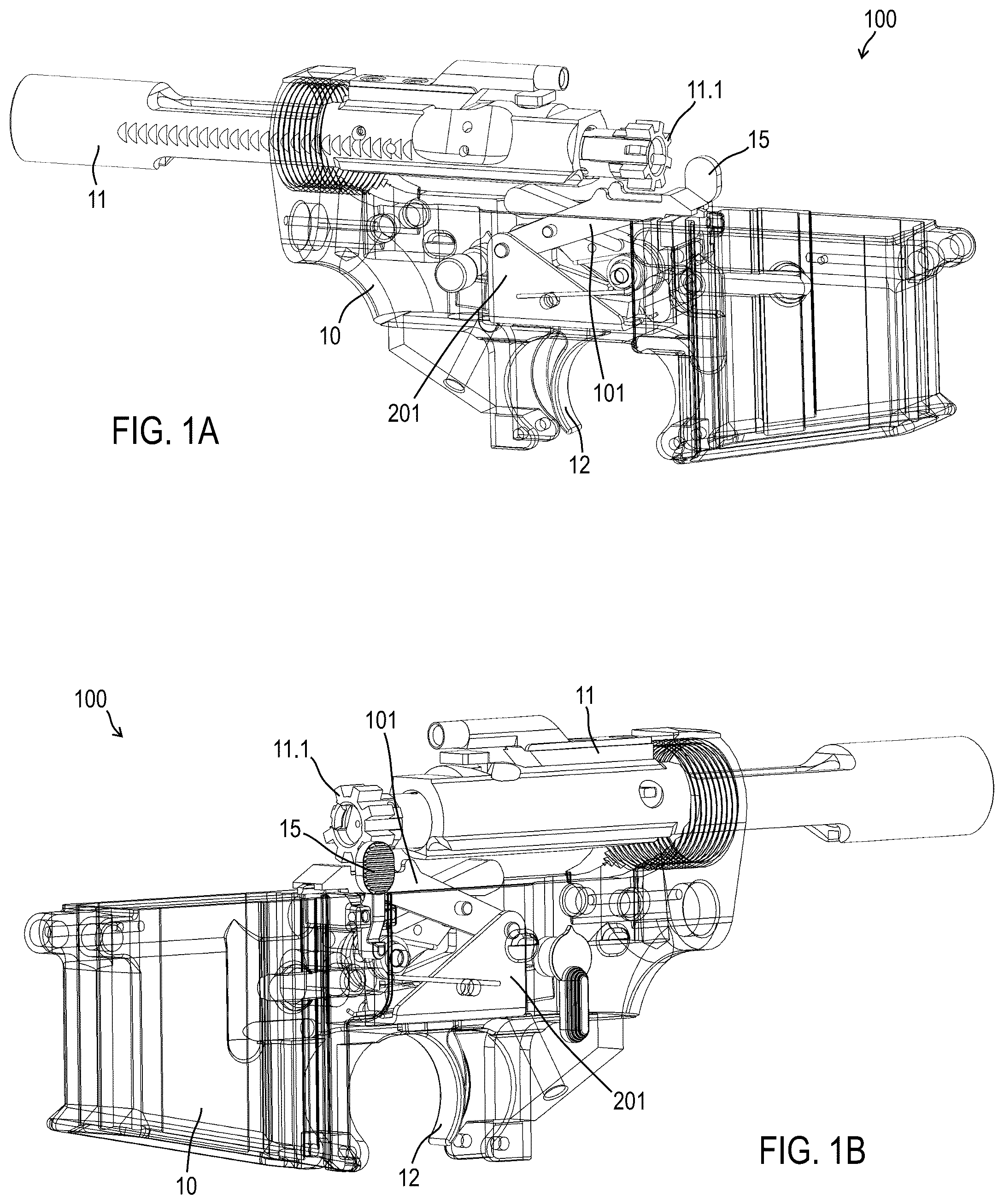 Patent US12305943 — Firearm operating mechanisms and bolt release — Figure 1
