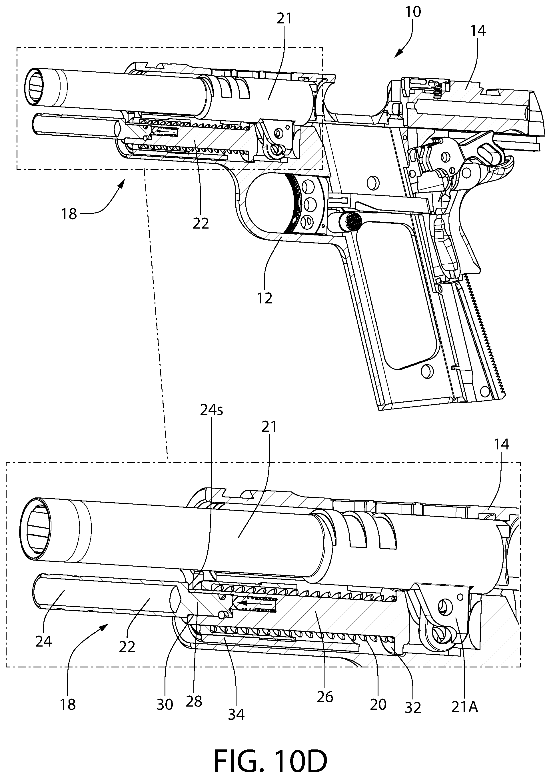 Patent US12305946 Figure 15 – Tool-less takedown rod for pistol