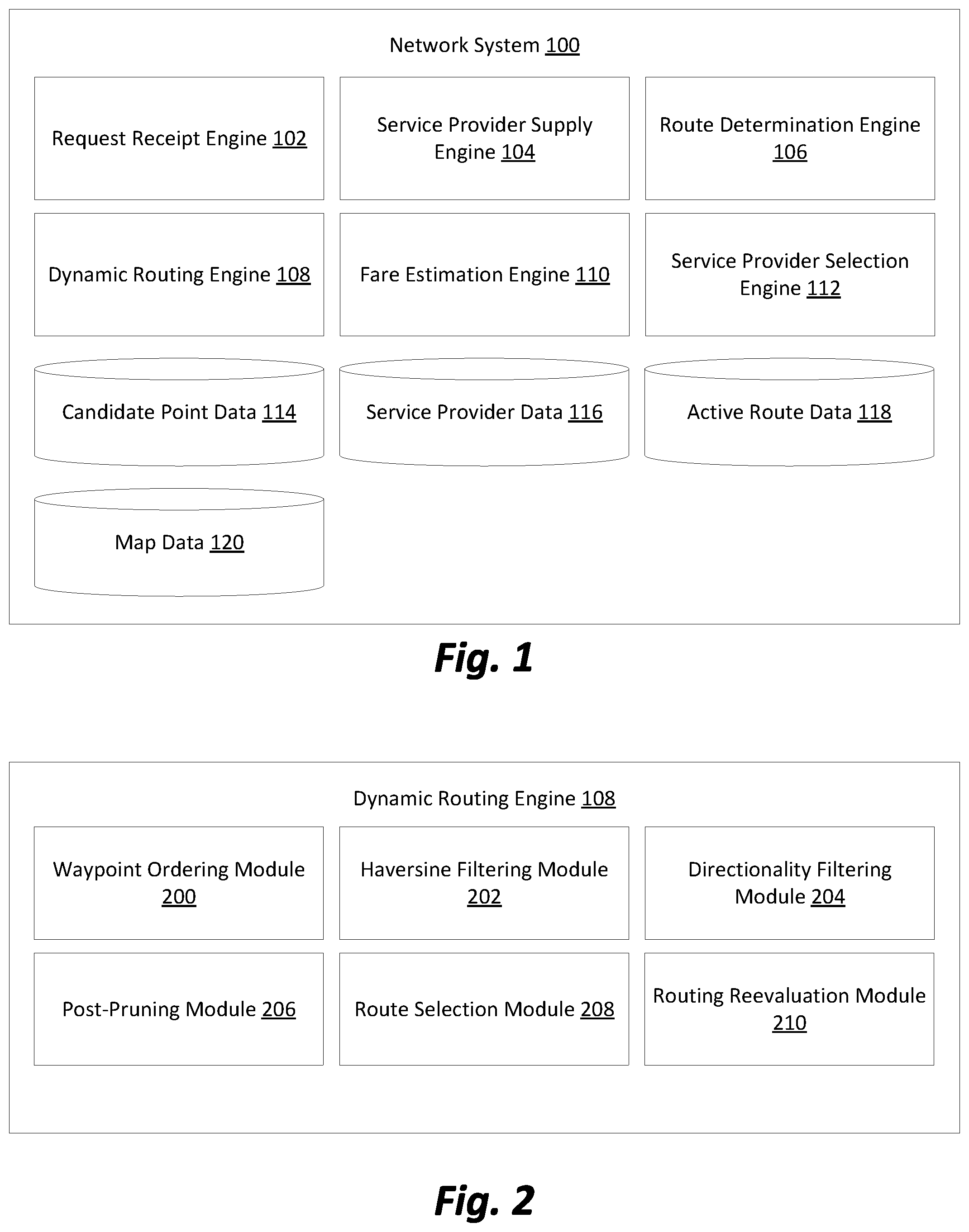 Patent US12305996 — Dynamically determining origin and destination locations for a network system — Figure 1