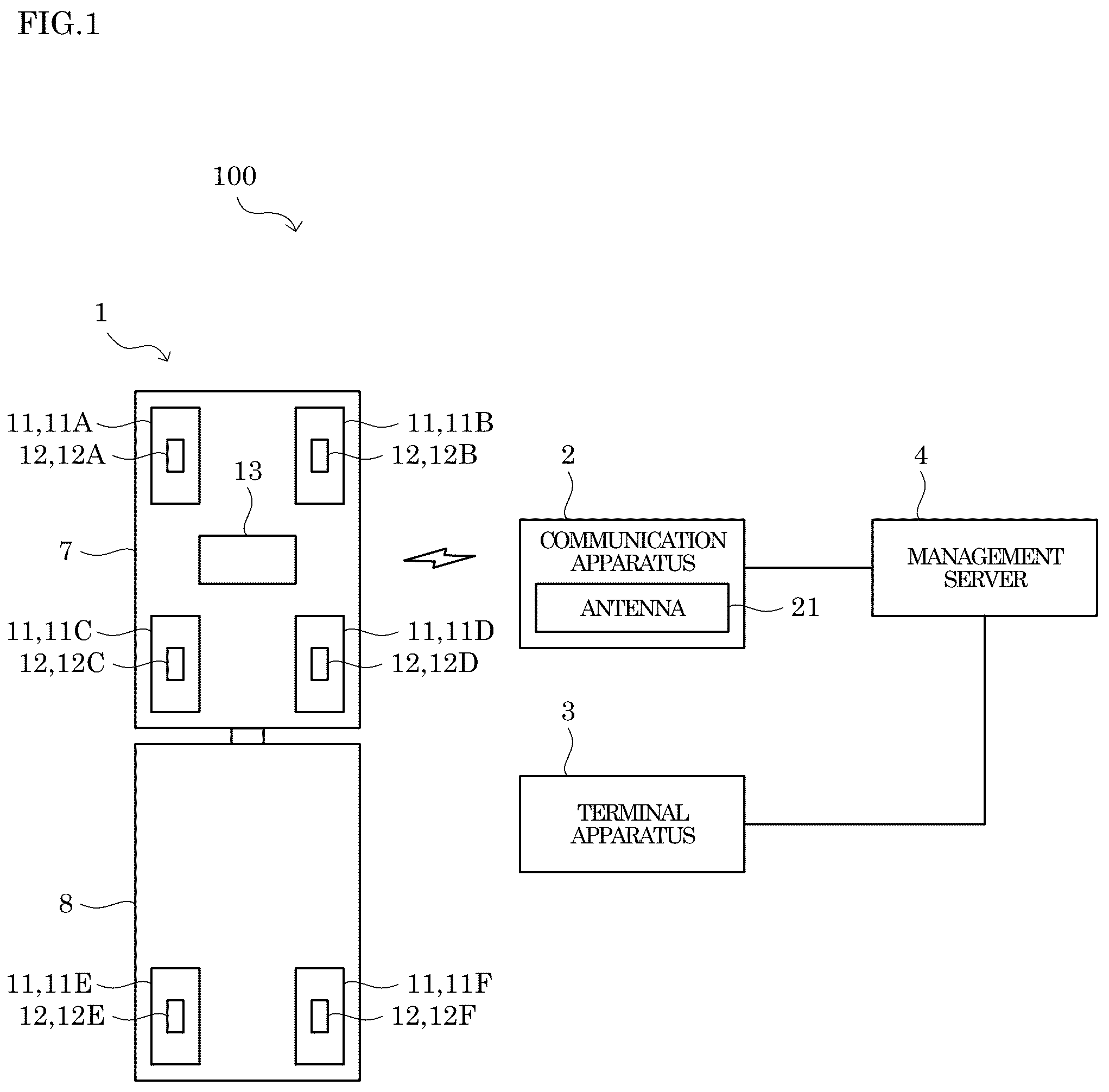 Patent US12305999 — Tire management system, tire management method — Figure 1