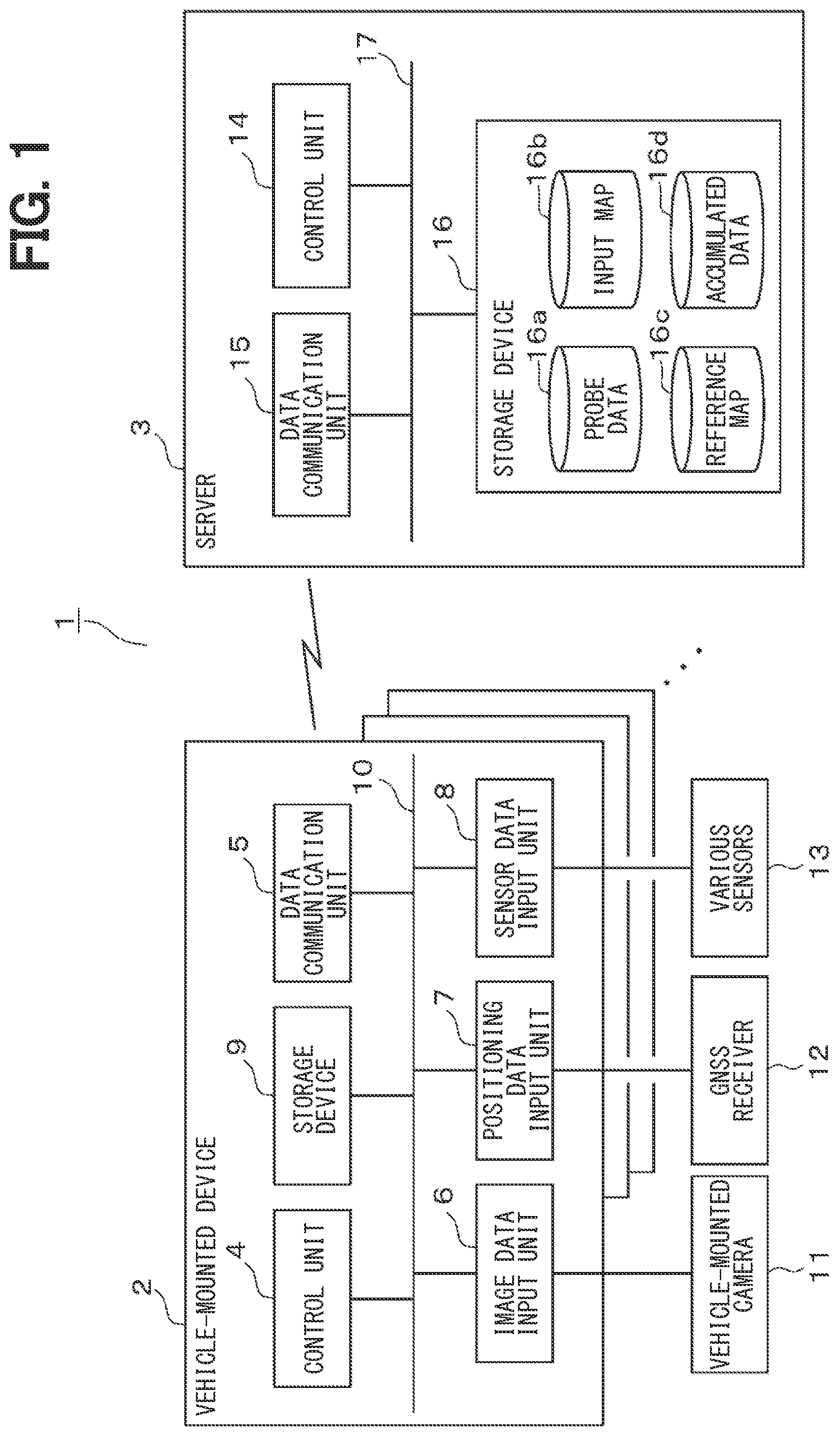 Patent US12306012 — Map update device and map update program product — Figure 1