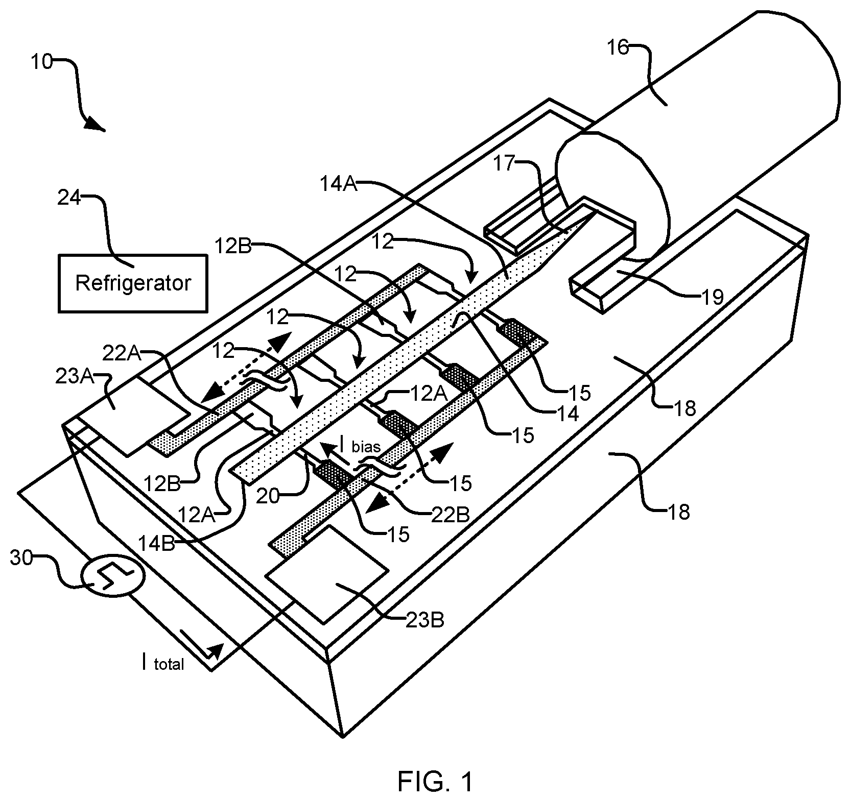 Patent US12306040 — Superconducting single photon detector with photon number resolution — Figure 1