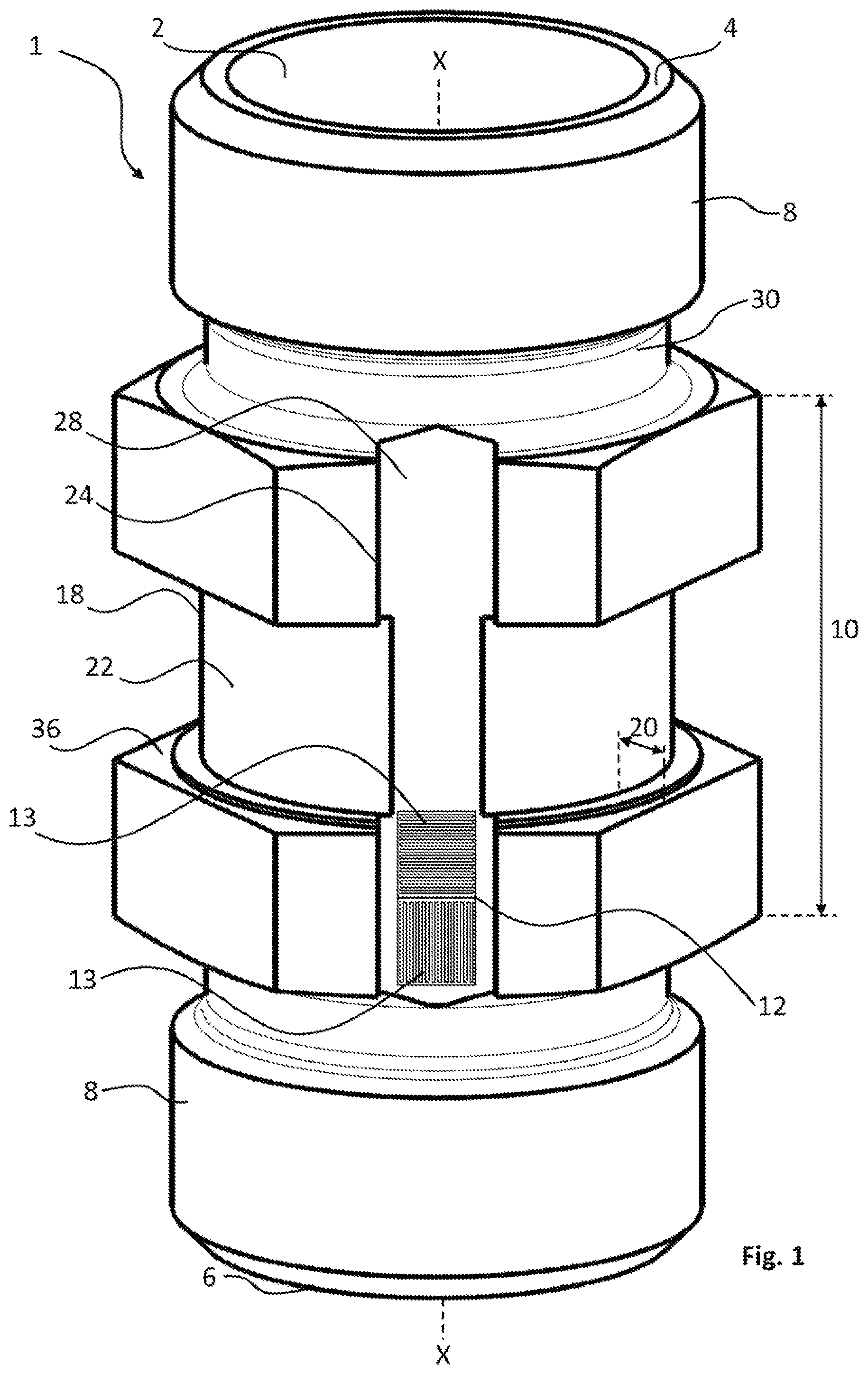 Patent US12306056 — Connecting piece for fluid-conducting line systems — Figure 1
