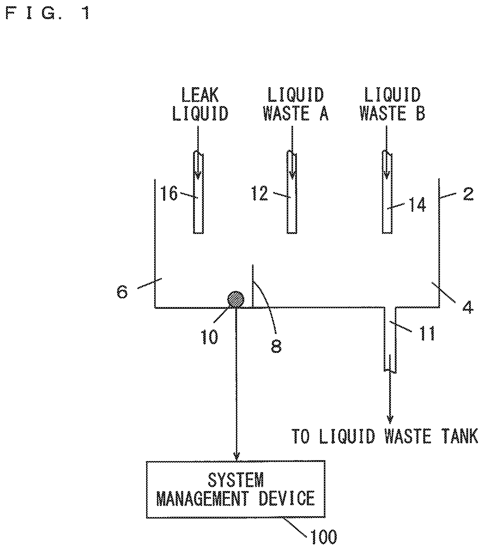 Patent US12306074 — Liquid waste monitoring device — Figure 1