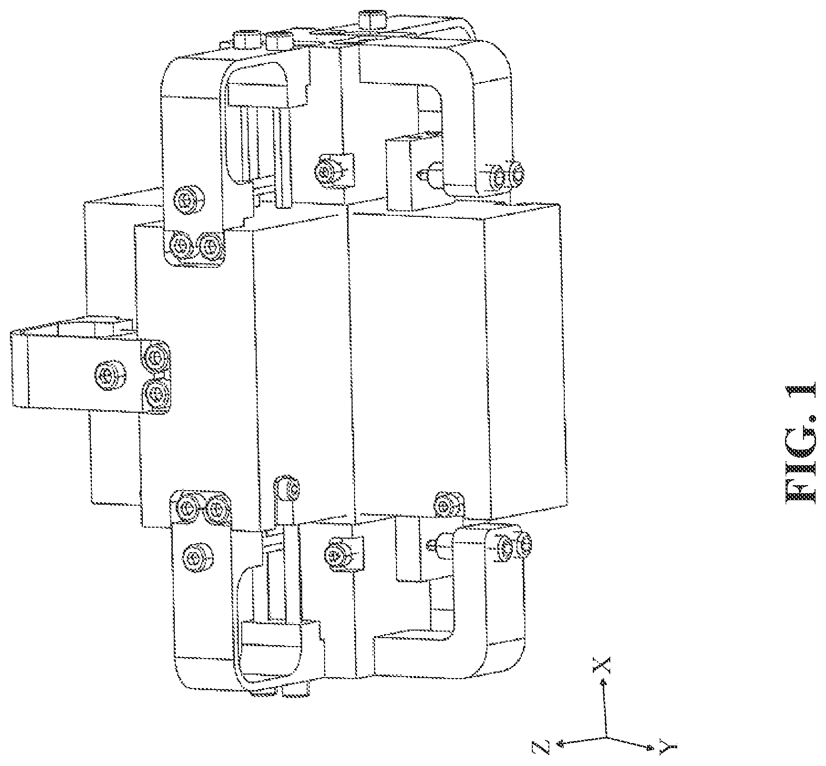 Patent US12306142 Figure 1 – Clamp of elastic box of stiff true-triaxial testing system and displacement monitoring method for cuboid specimens