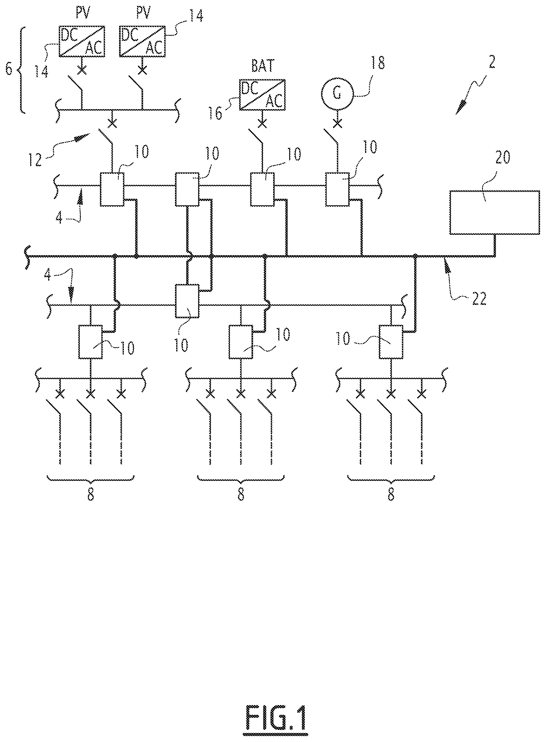Patent US12306222 — Centralized electrical protection methods, devices and systems for microgrids — Figure 1