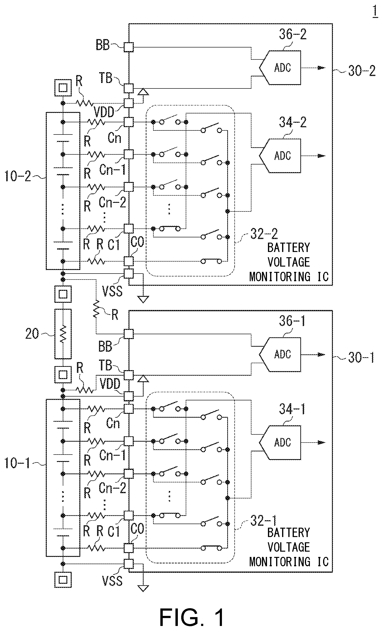 Patent US12306255 Figure 1 – Battery voltage monitoring device