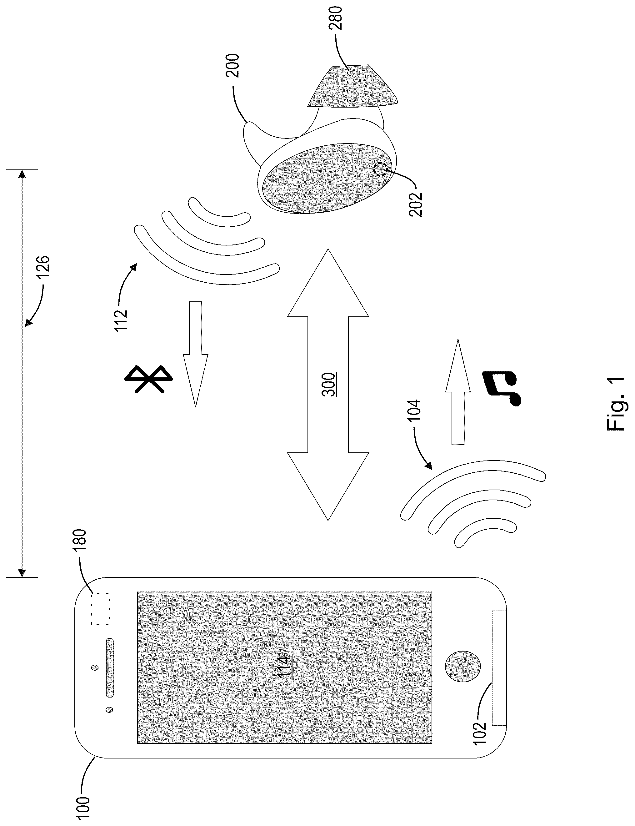 Patent US12306283 — Audio-based method for determining device distance — Figure 1