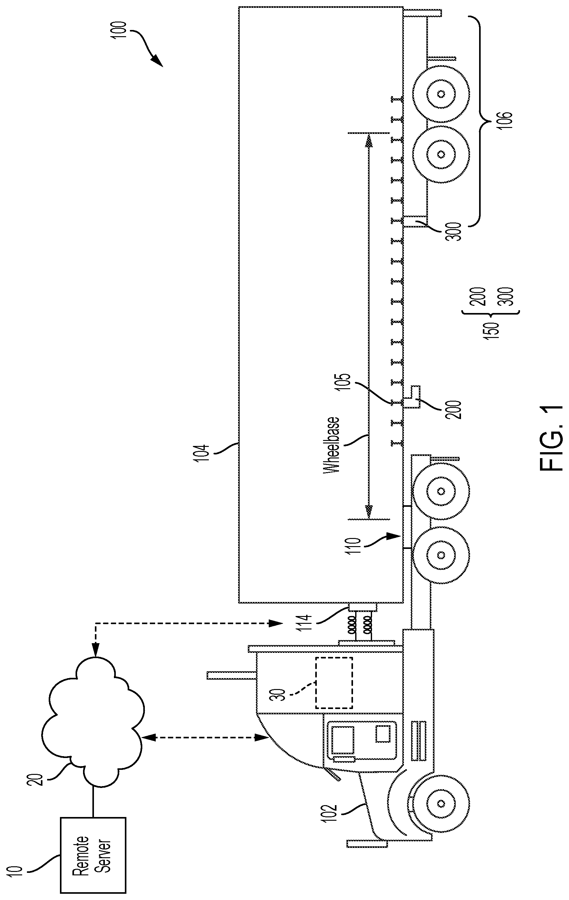 Patent US12306294 — Trailer tandem position sensor — Figure 1