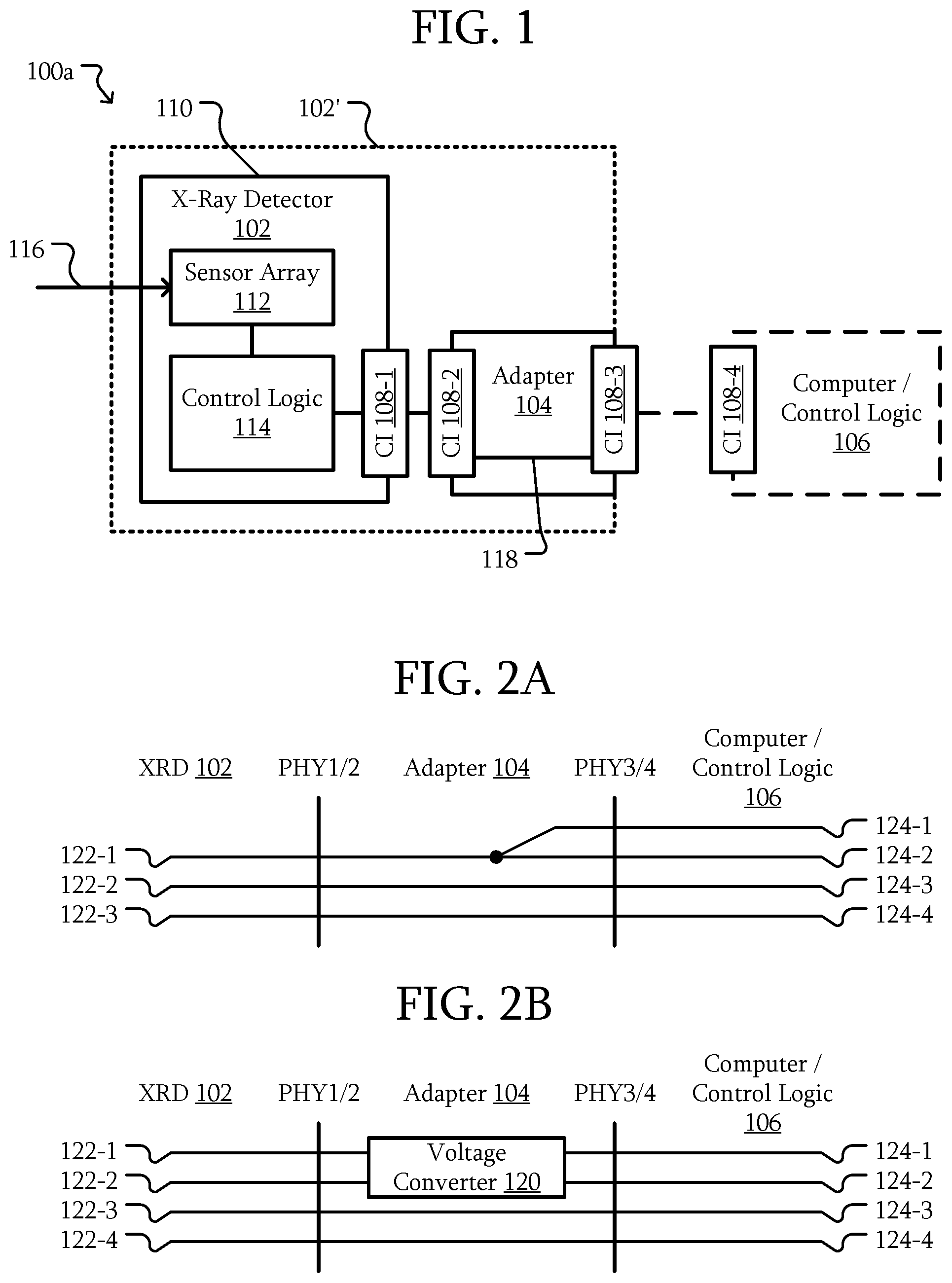 Patent US12306356 Figure 1 – X-ray systems including an adapter