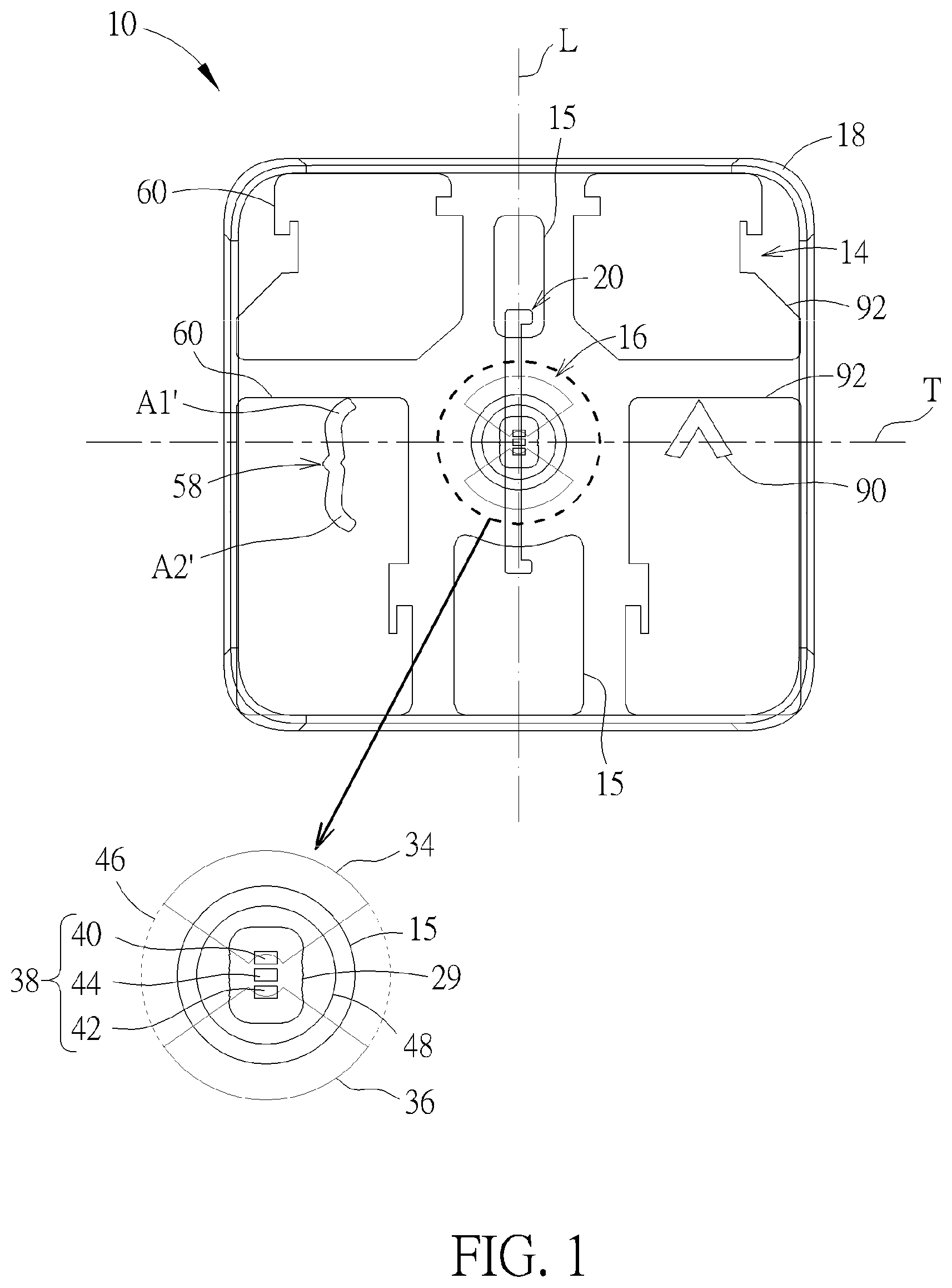 Patent US12306431 — Keyswitch having backlight module with multiple lighting units and light modifiers — Figure 1