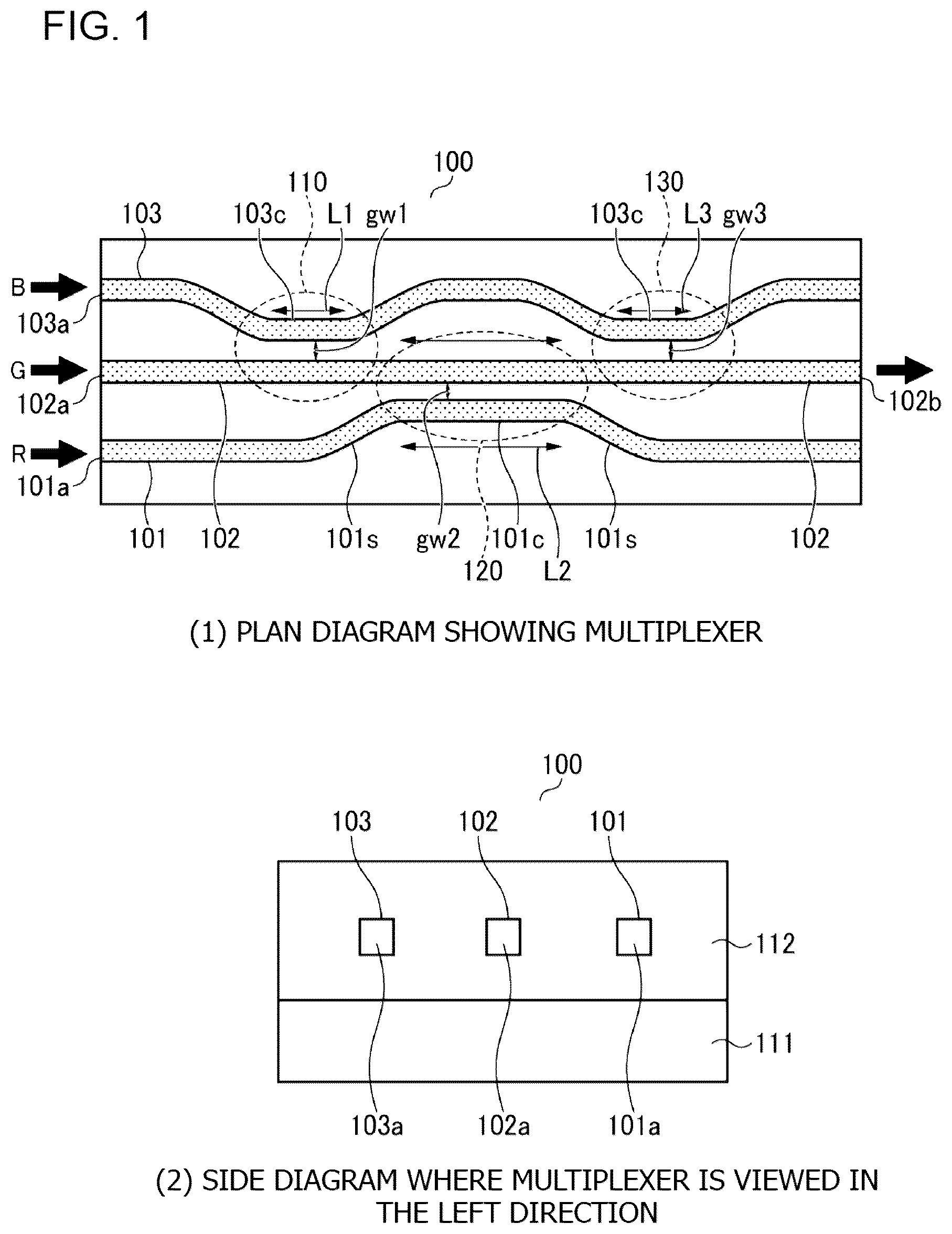 Patent US12306435 — Optical multiplexer and manufacturing method for the same — Figure 1