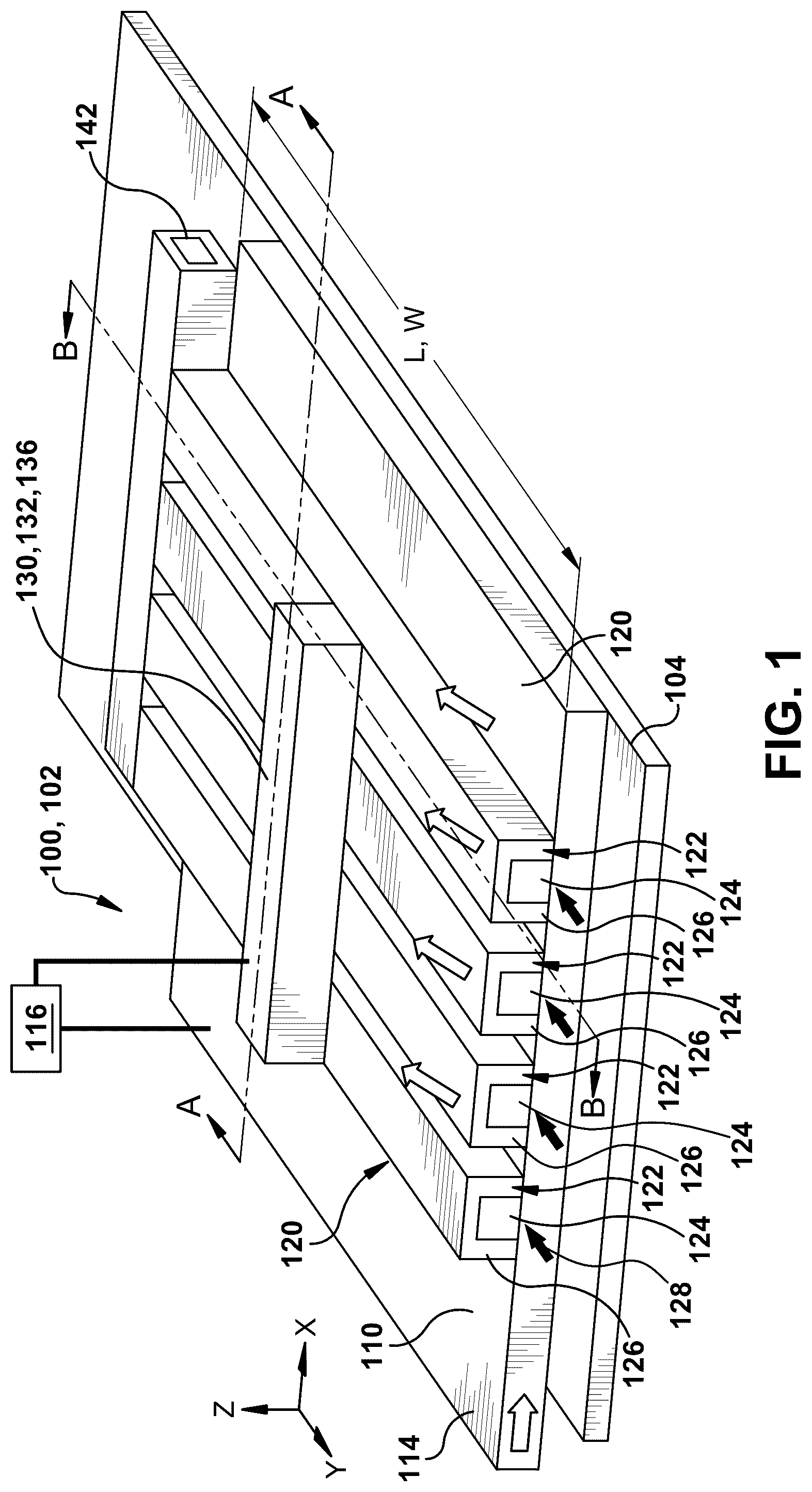 Patent US12306442 — Structure including grating coupler with optofluidic grating channels — Figure 1