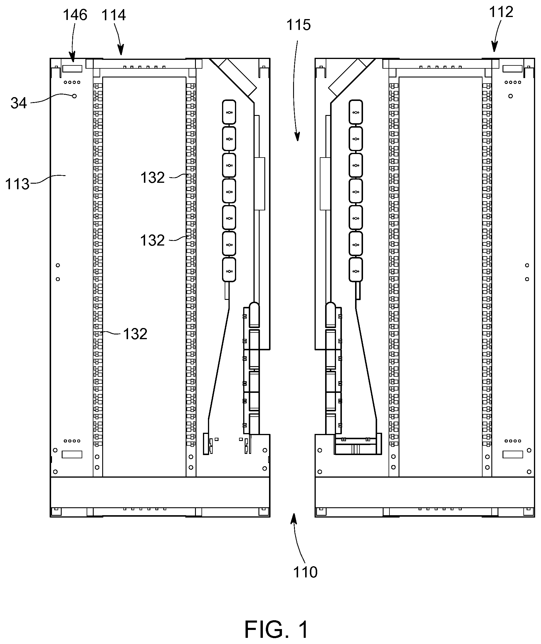 Patent US12306451 — Frame assemblies for optical fiber distribution elements — Figure 1