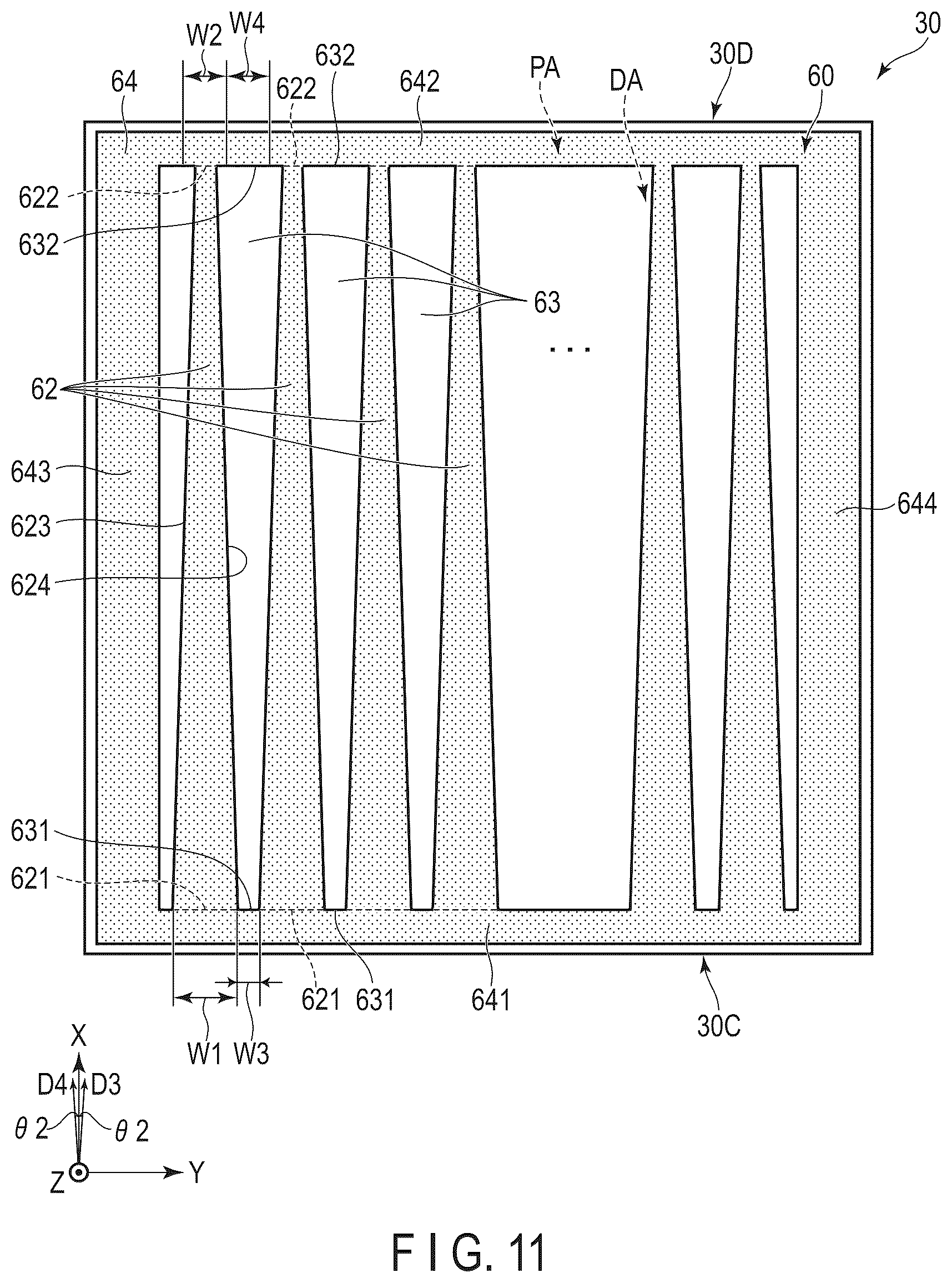 Patent US12306490 Figure 11 – Display device and cover glass