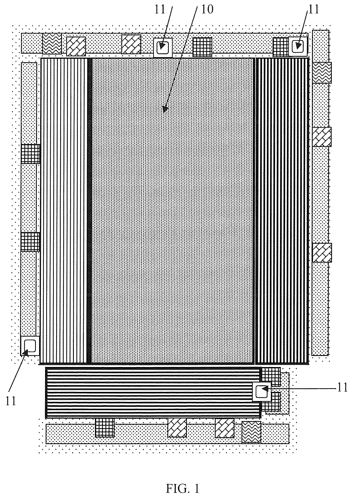 Patent US12306547 — Method for measuring stitching overlay accuracy of image sensor stitching manufacturing — Figure 1