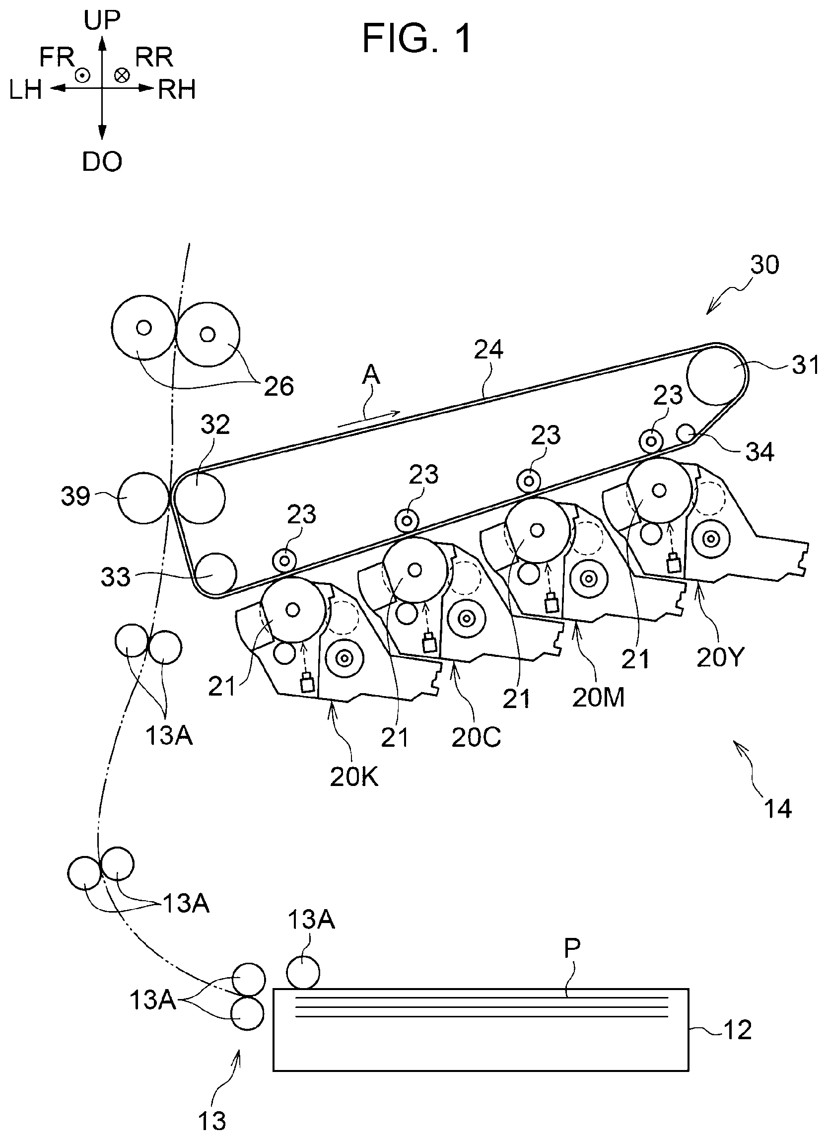 Patent US12306559 — Scraping device and image forming apparatus including an applying part to apply an impact to a scraping part — Figure 1