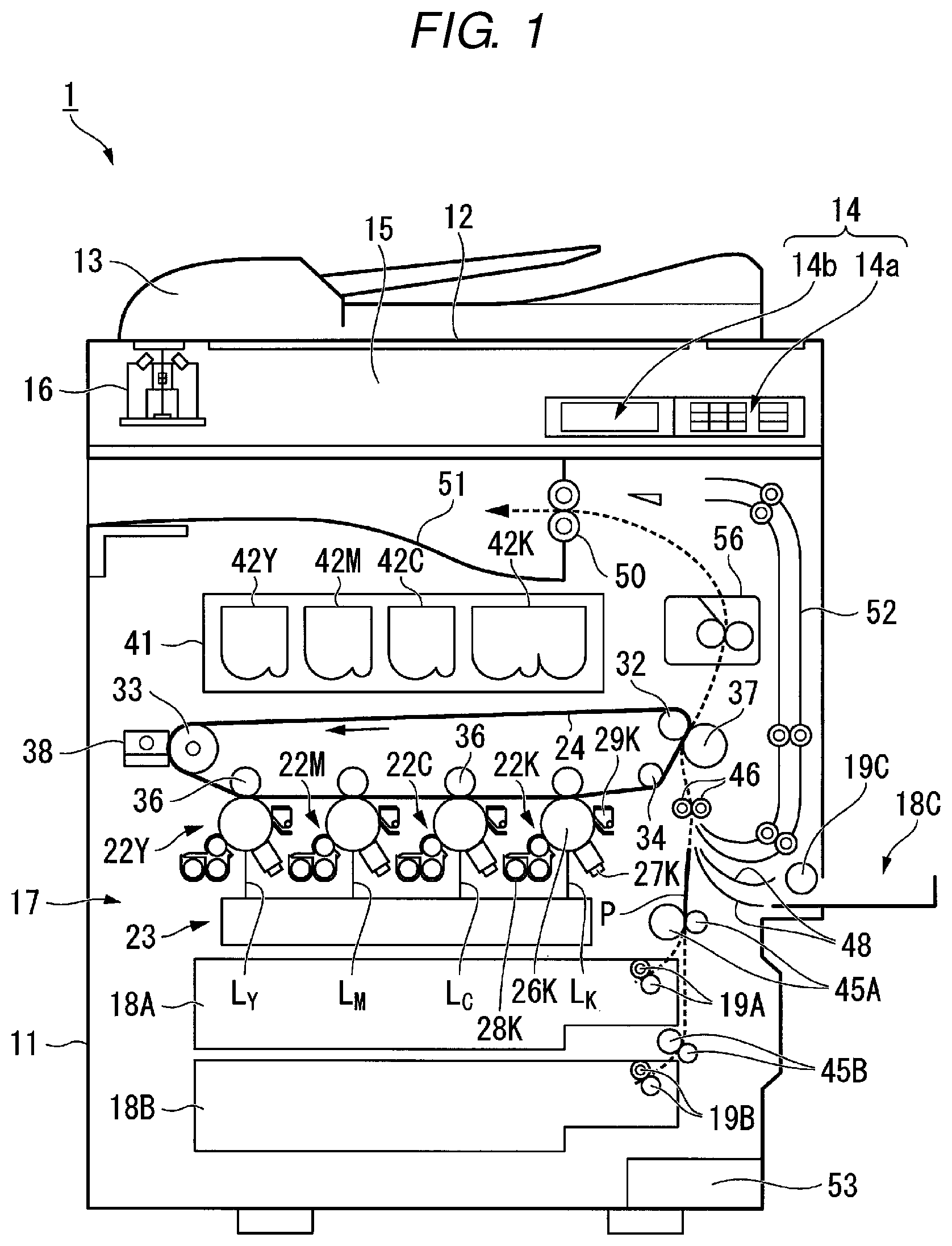 Patent US12306563 Figure 1 – Fixing device with a heater holder having a retraction portion