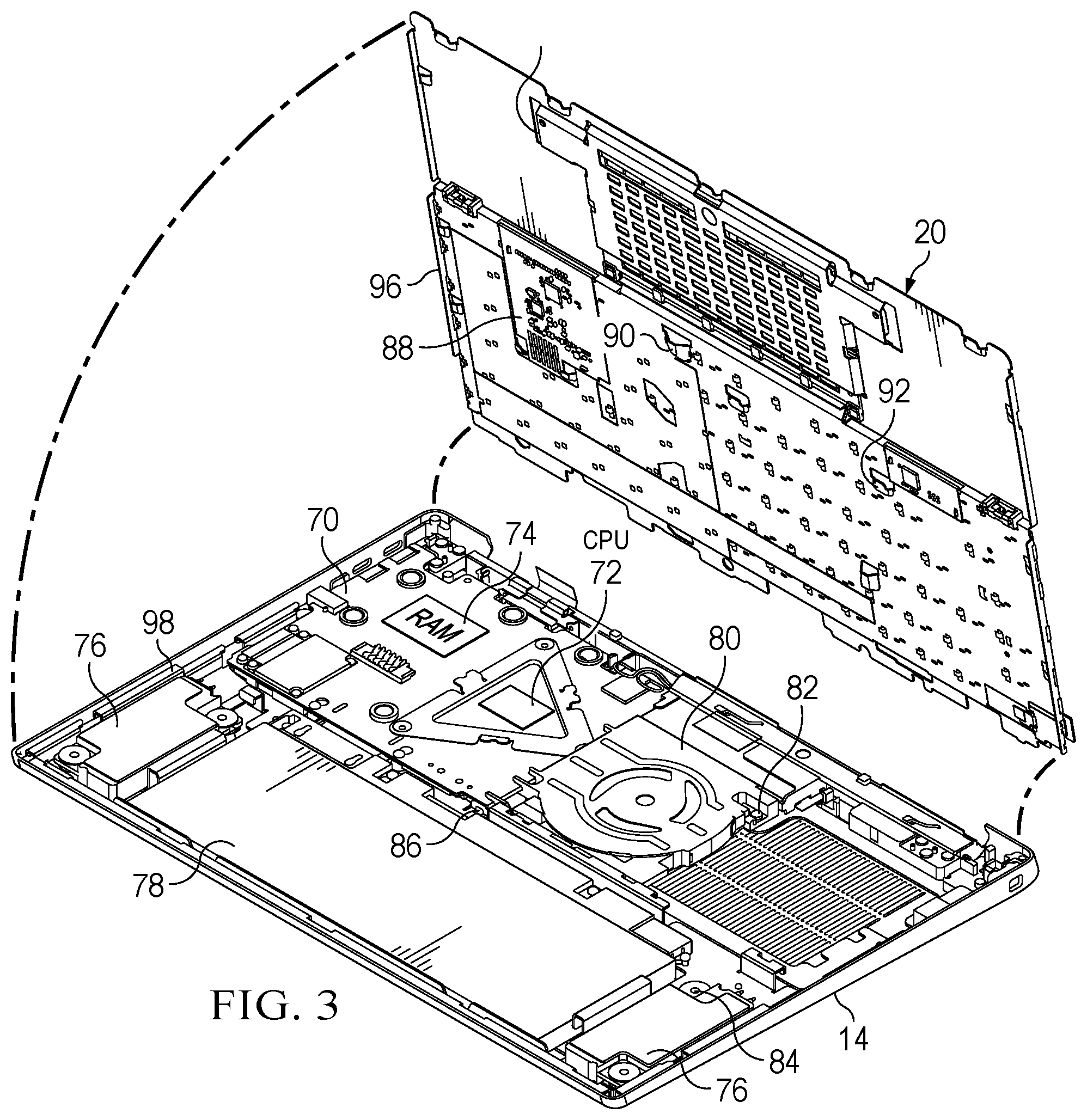 Patent US12306672 Figure 7 – Portable information handling system keyboard membrane having liquid detection