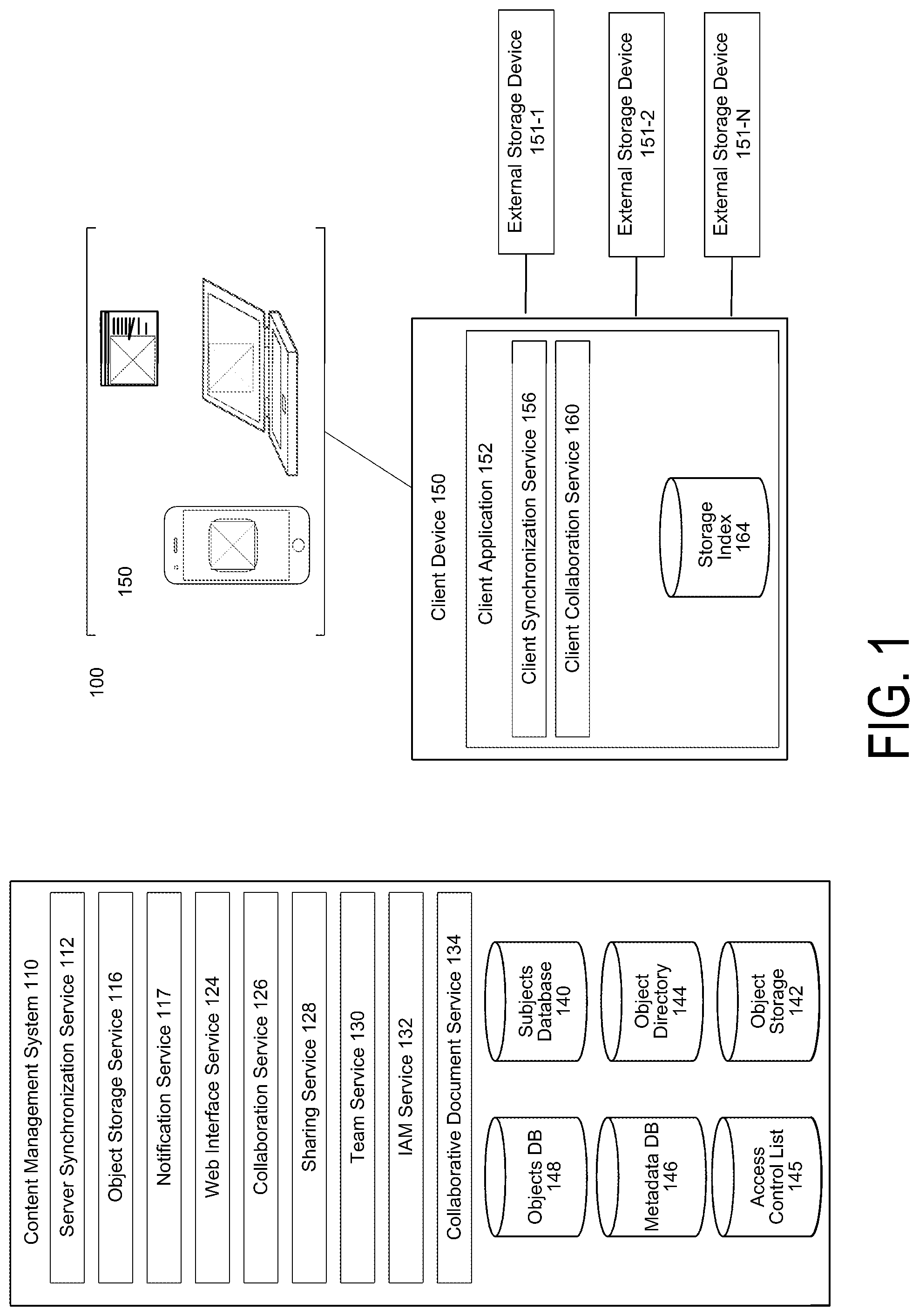 Patent US12306800 Figure 1 – Multi-root content management system