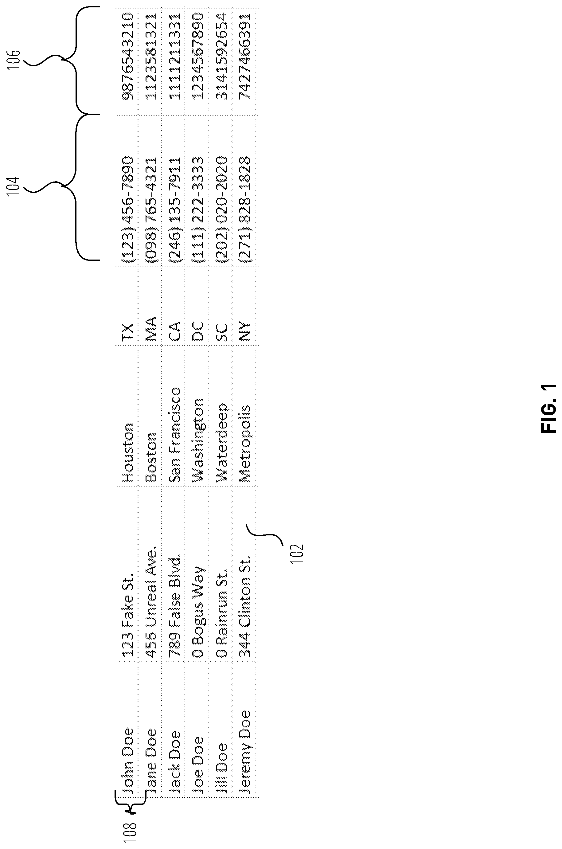 Patent US12306855 — Mediums, methods, and systems for classifying columns of a data store based on character level labeling — Figure 1