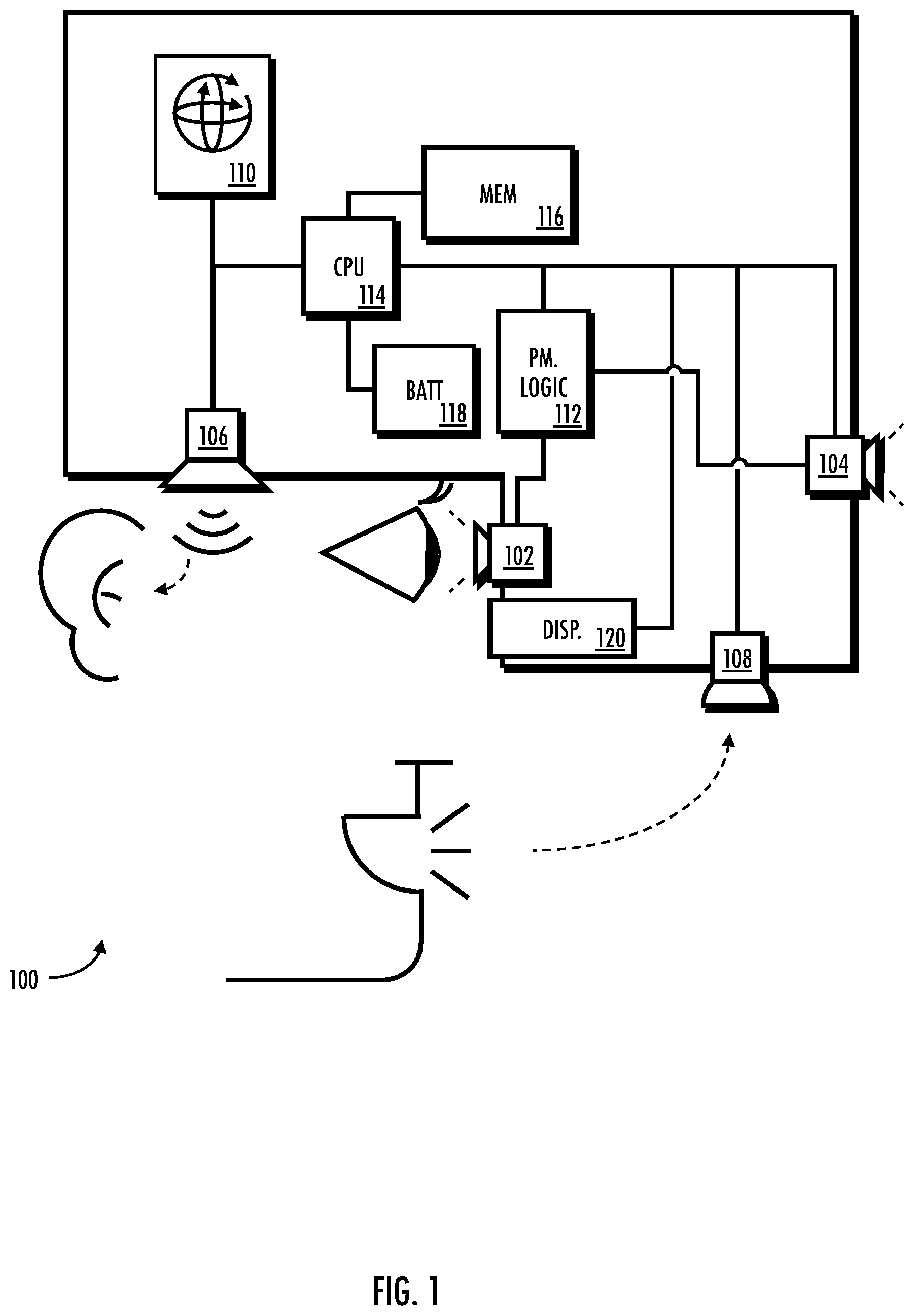 Patent US12307019 Figure 1 – Systems, apparatus, and methods for gesture-based augmented reality, extended reality