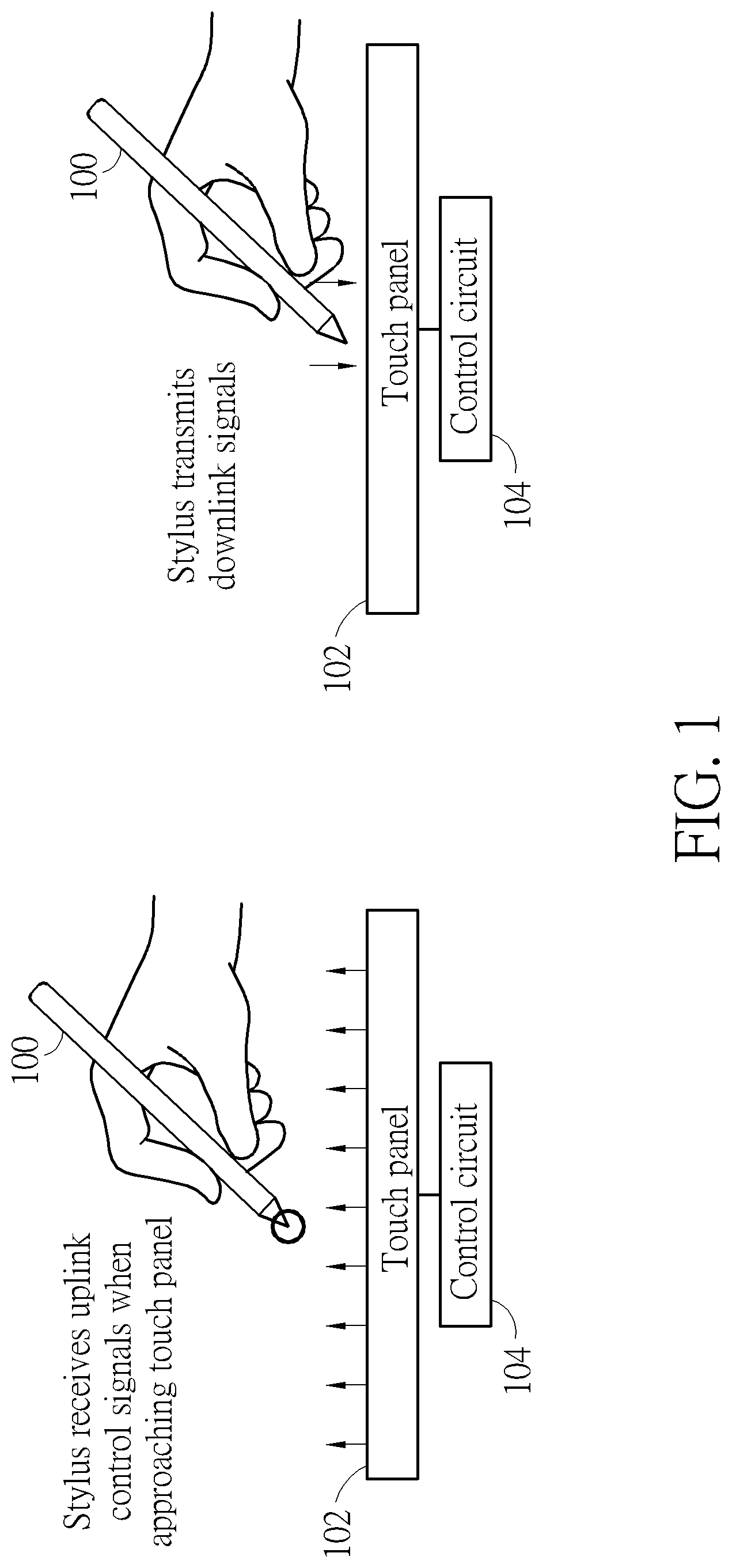Patent US12307027 — Stylus control circuit and stylus — Figure 1