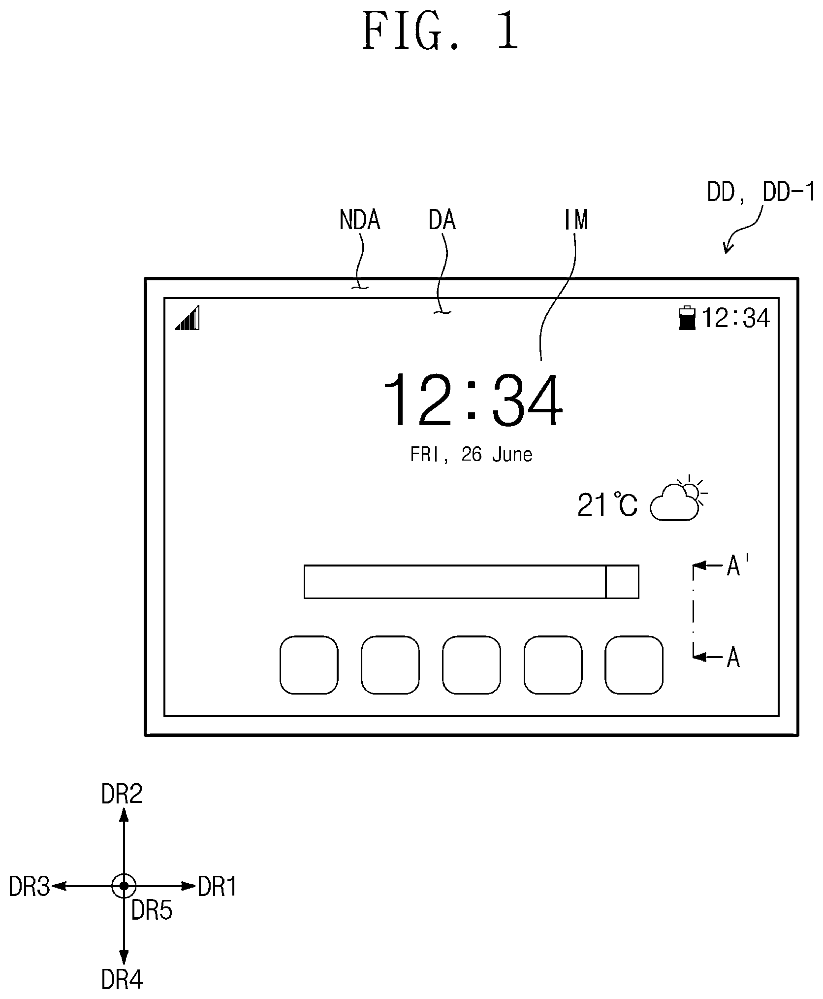 Patent US12307034 Figure 1 – Display device