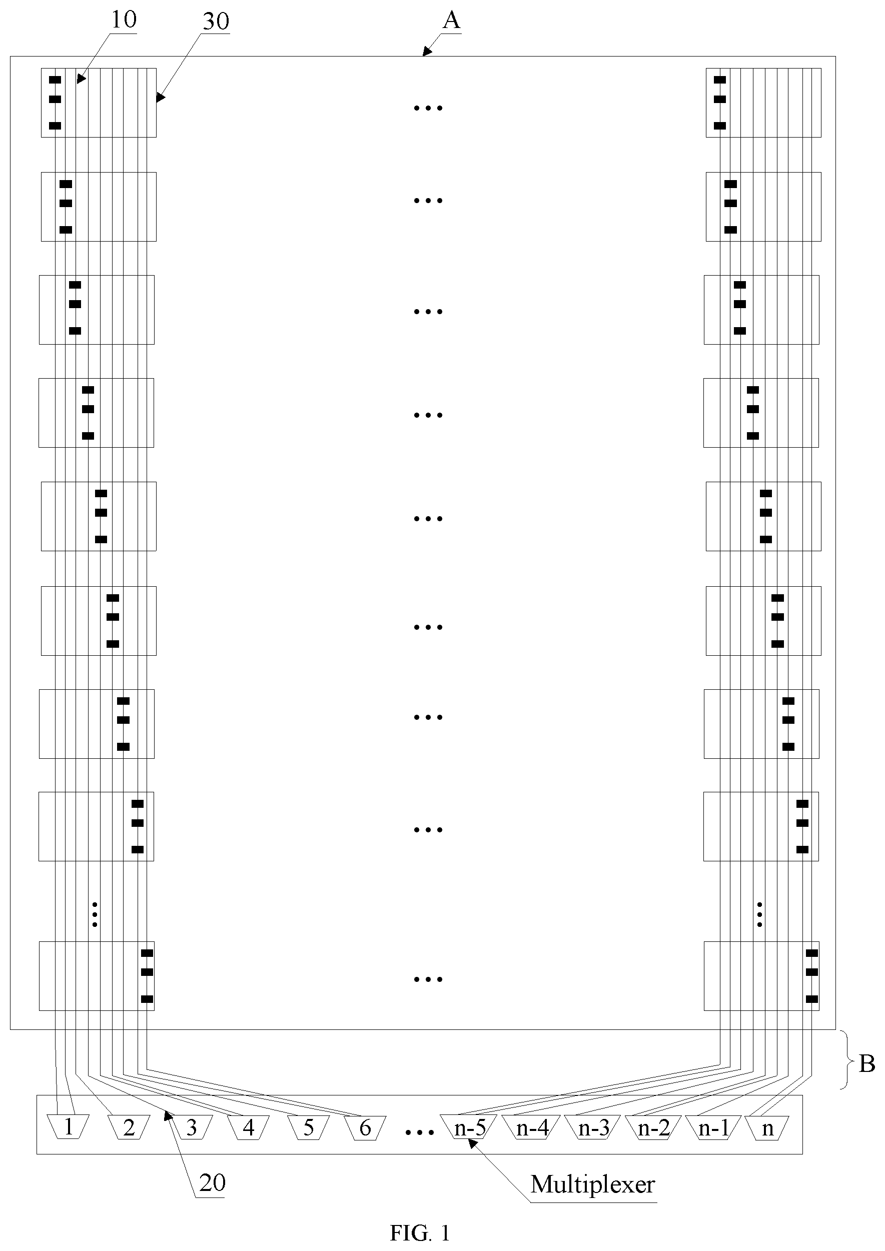 Patent US12307040 — Touch display substrate, integrated circuit chip and display device — Figure 1