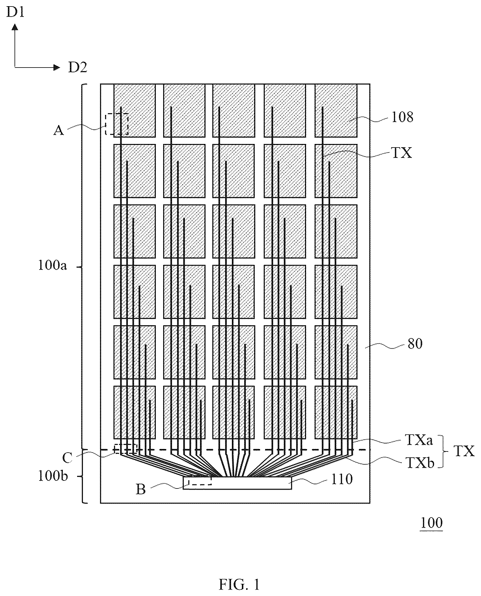 Patent US12307042 — Touch display device — Figure 1