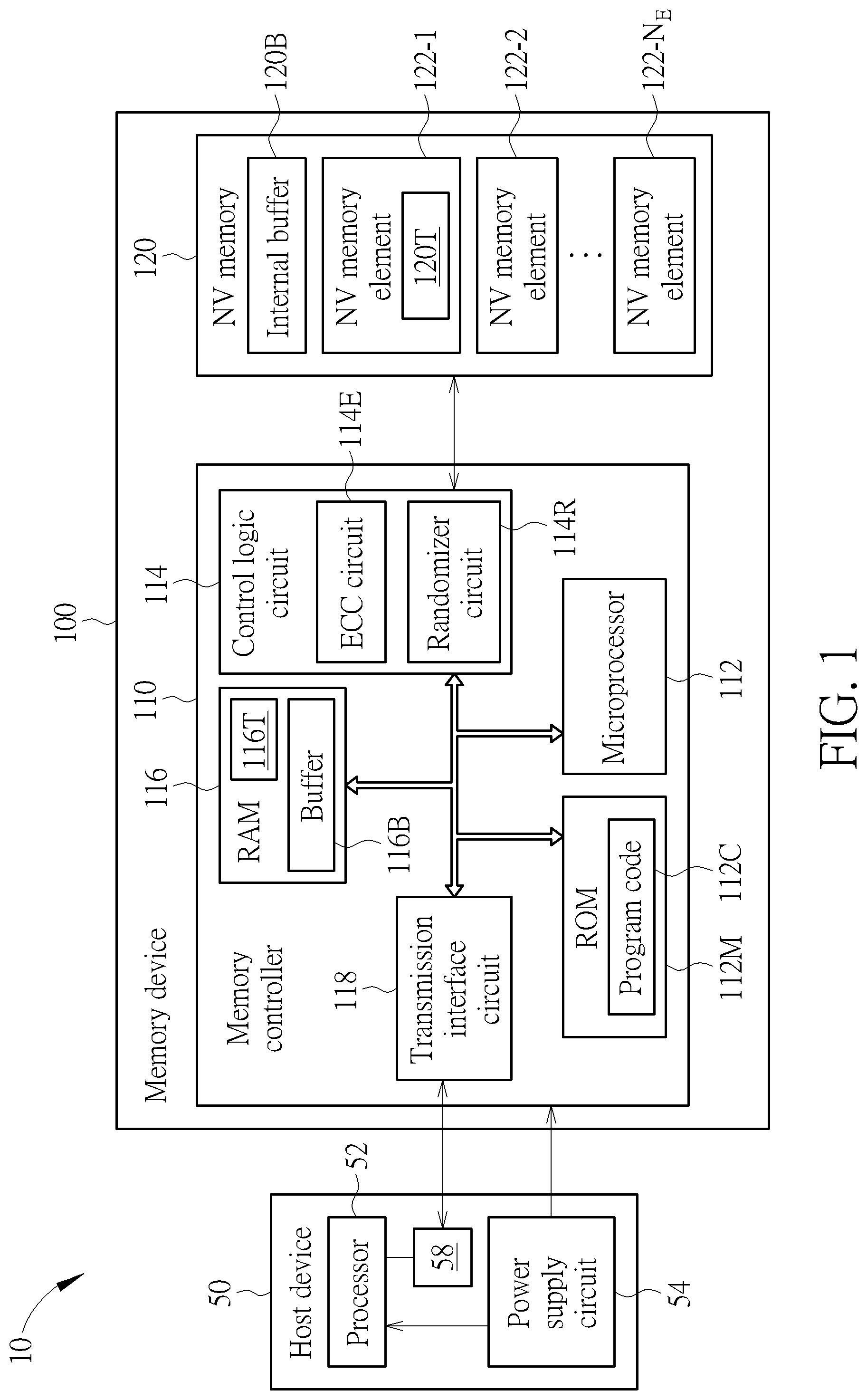 Patent US12307088 — Method and apparatus for performing data retention management of memory device with aid of pre-shutdown control — Figure 1
