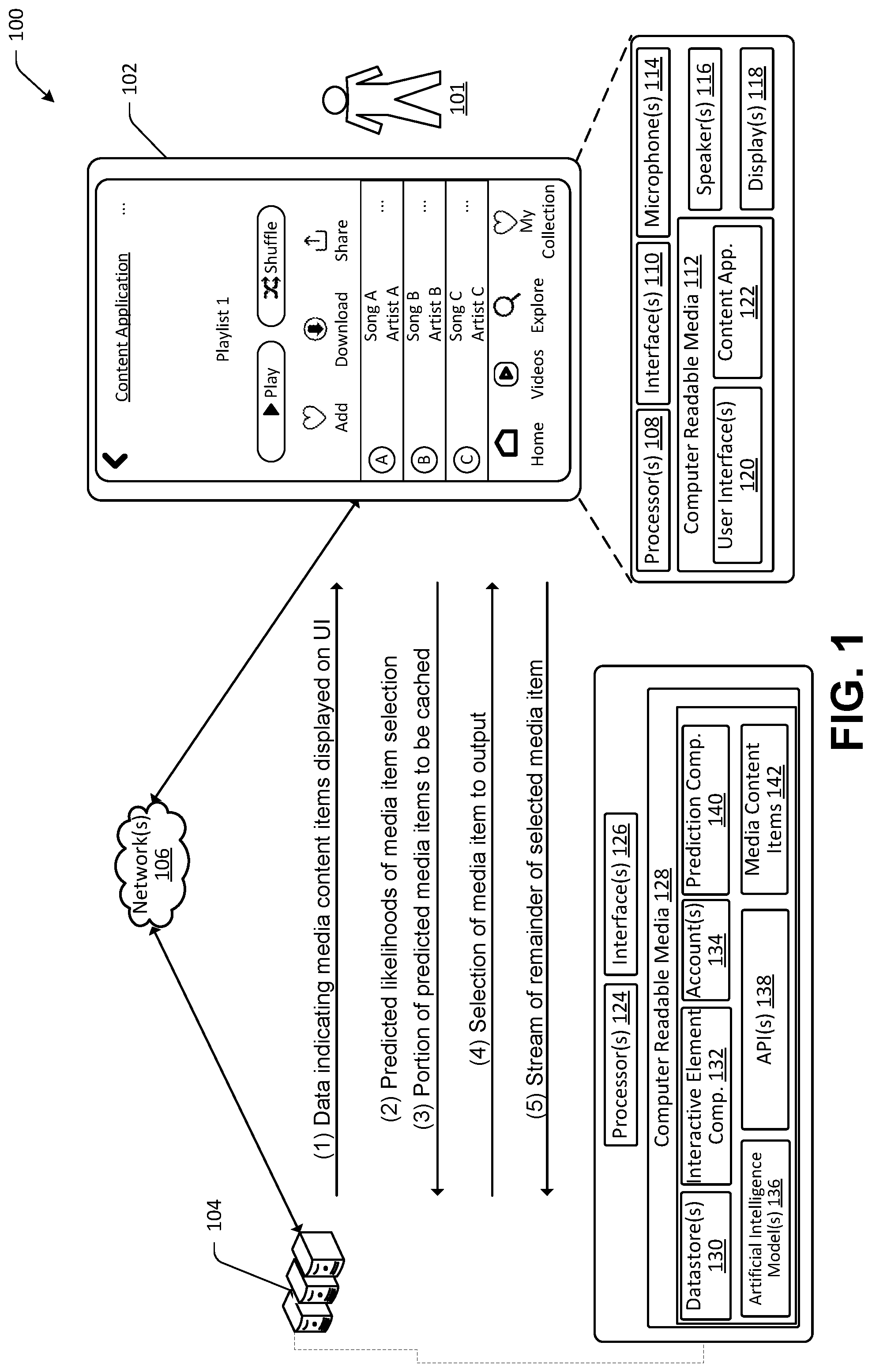 Patent US12307159 — Predictive media caching — Figure 1