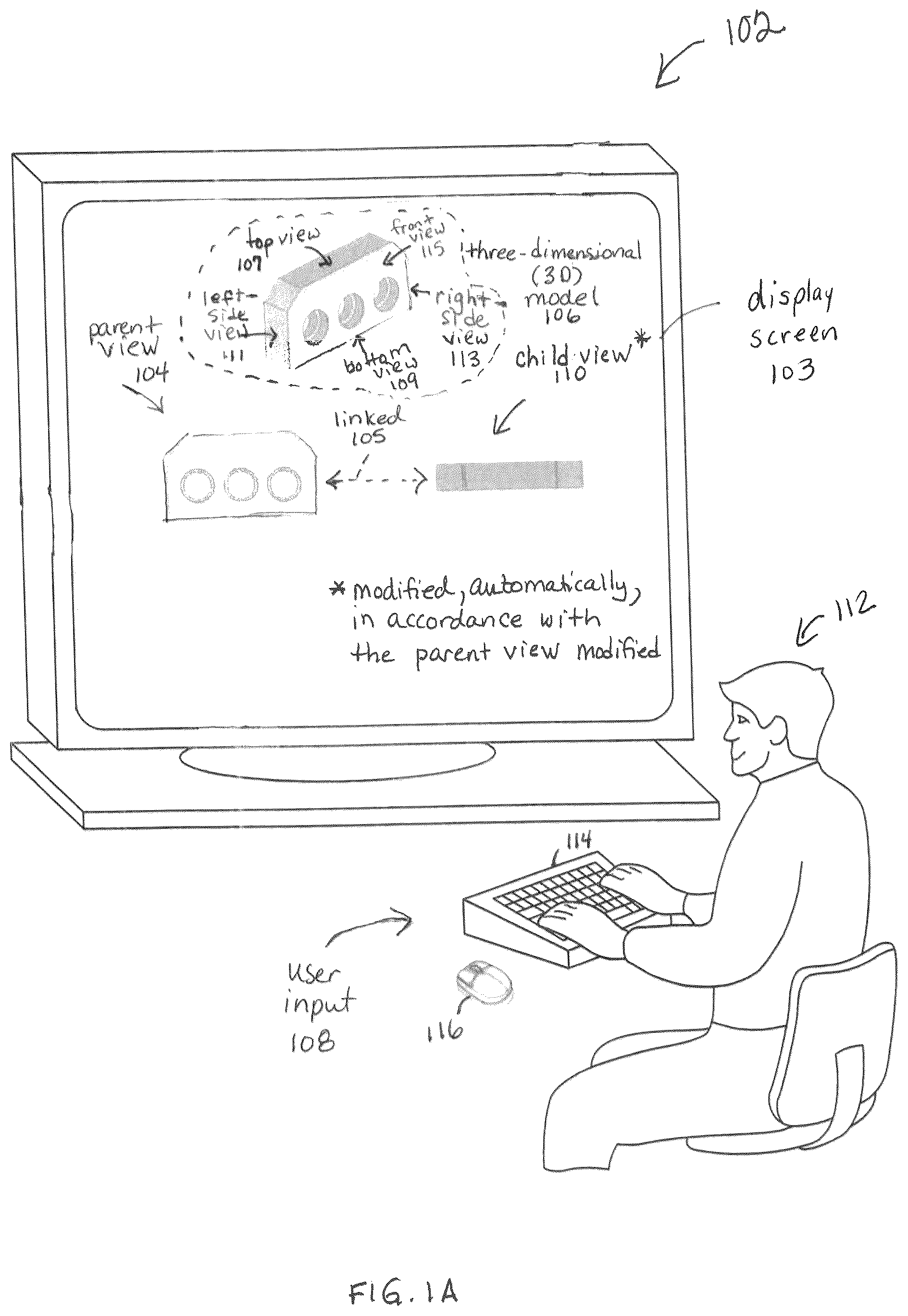 Patent US12307164 — Linking views/states of 3D models and propagating updates in same — Figure 1