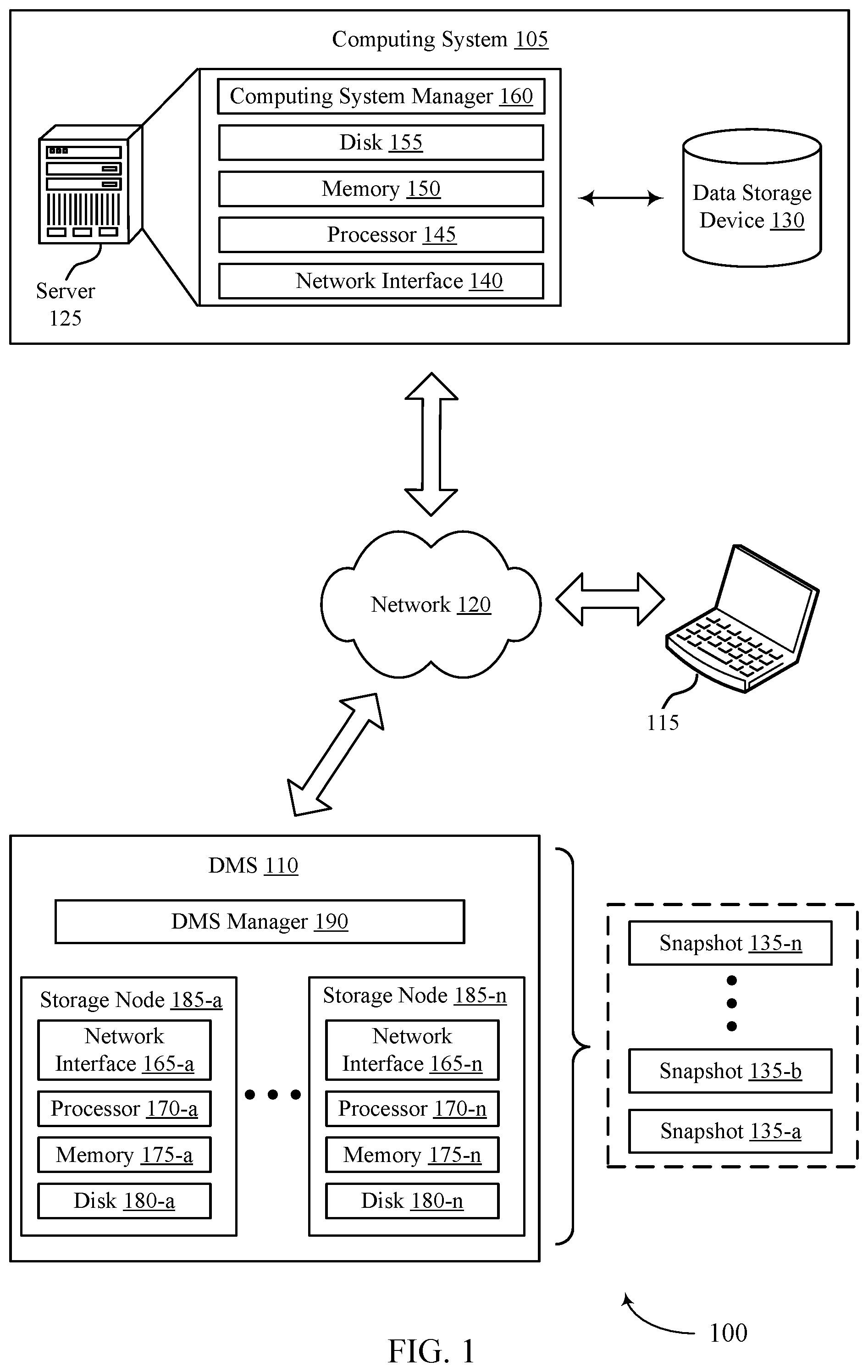 Patent US12307240 — Quiescent operation of non-disruptive update of a data management system — Figure 1