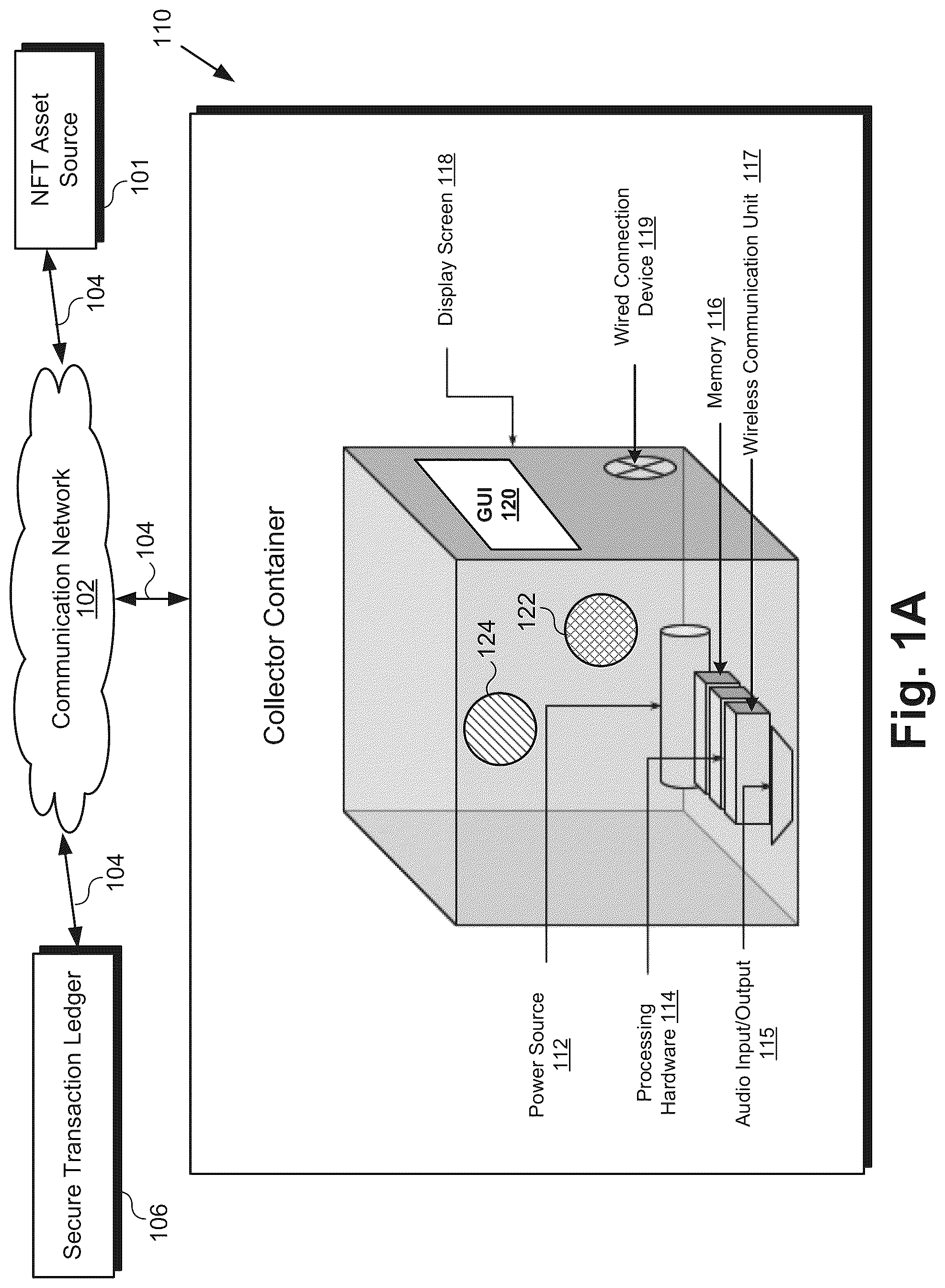 Patent US12307438 — Collector container for non-fungible token (NFT) assets — Figure 1