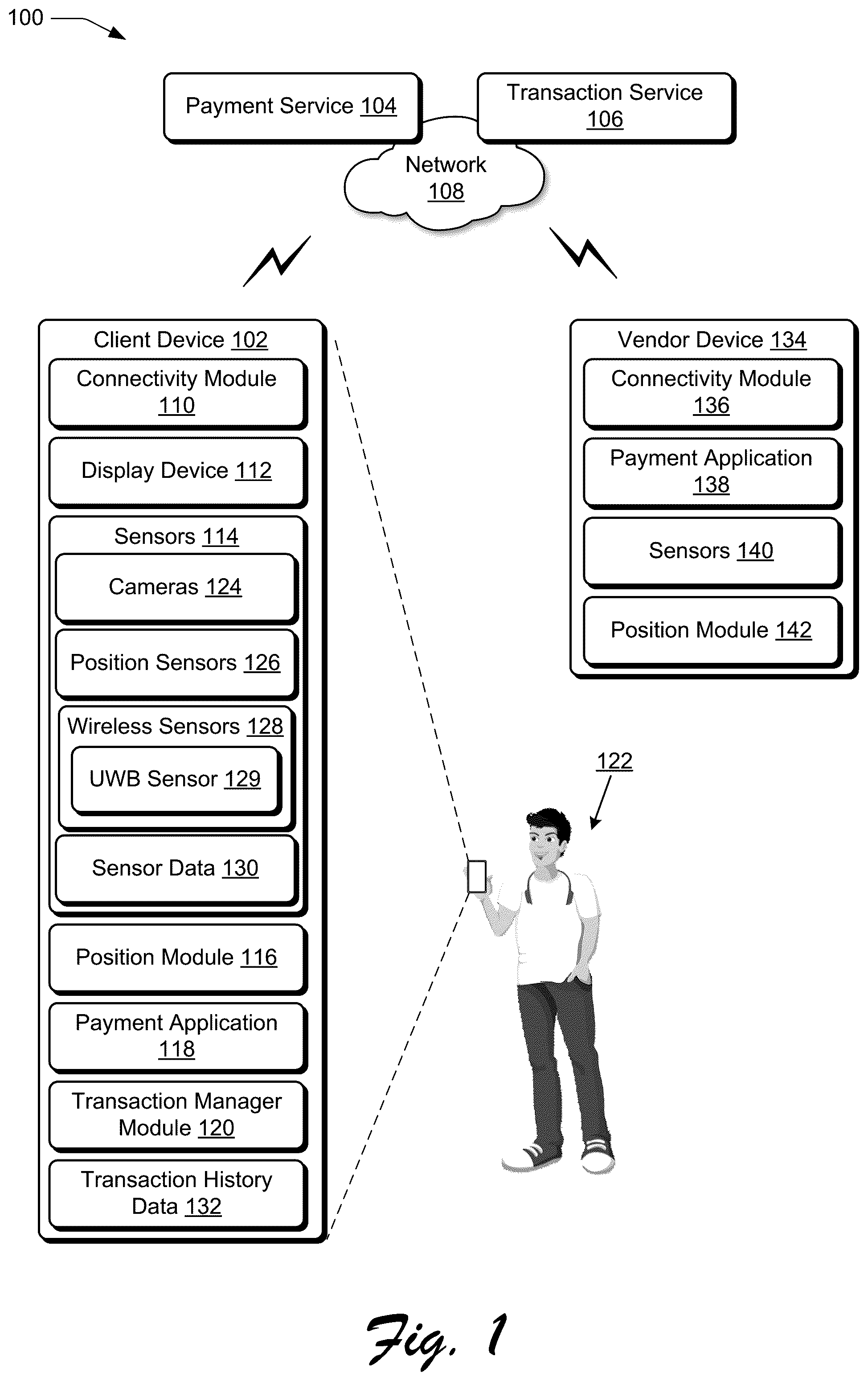 Patent US12307463 — Managing data transactions — Figure 1