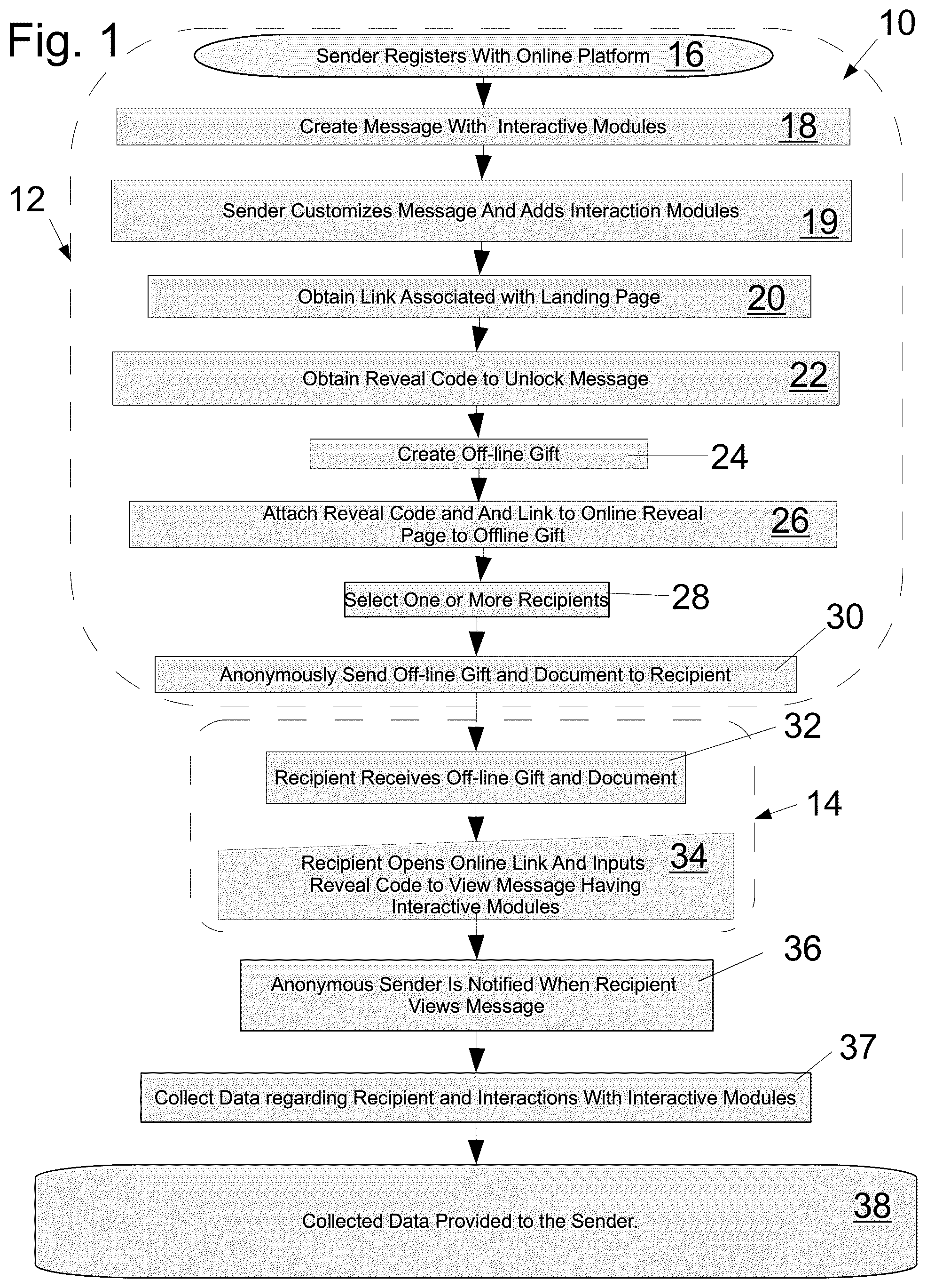 Patent US12307470 — Systems and methods for tracking receipt of a gift — Figure 1