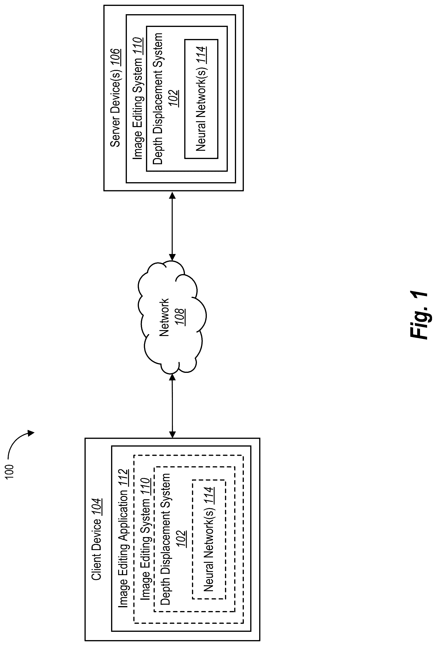 Patent US12307600 — Modifying two-dimensional images utilizing iterative three-dimensional meshes of the two-dimensional images — Figure 1