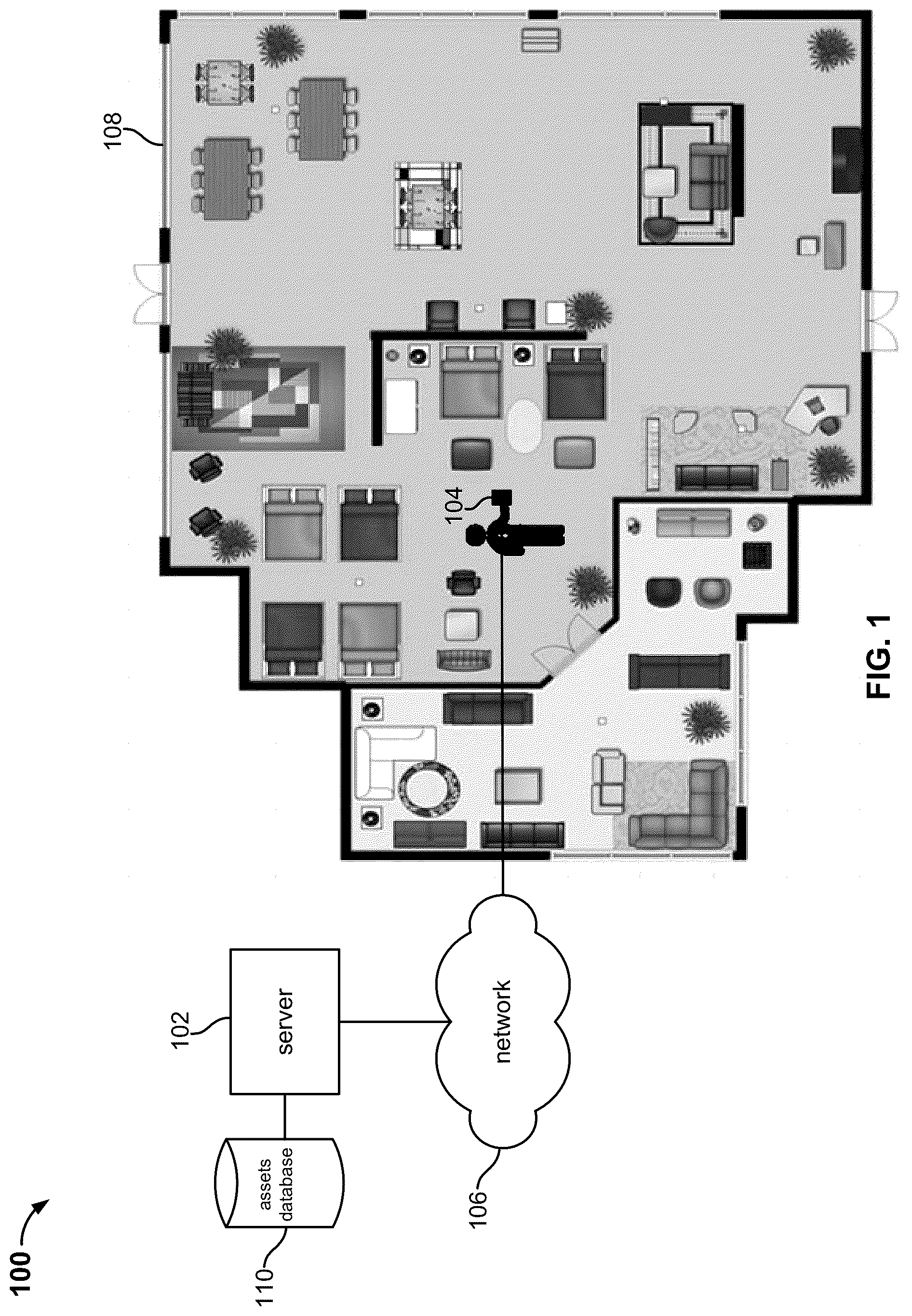 Patent US12307602 — Blended physical and virtual realities — Figure 1